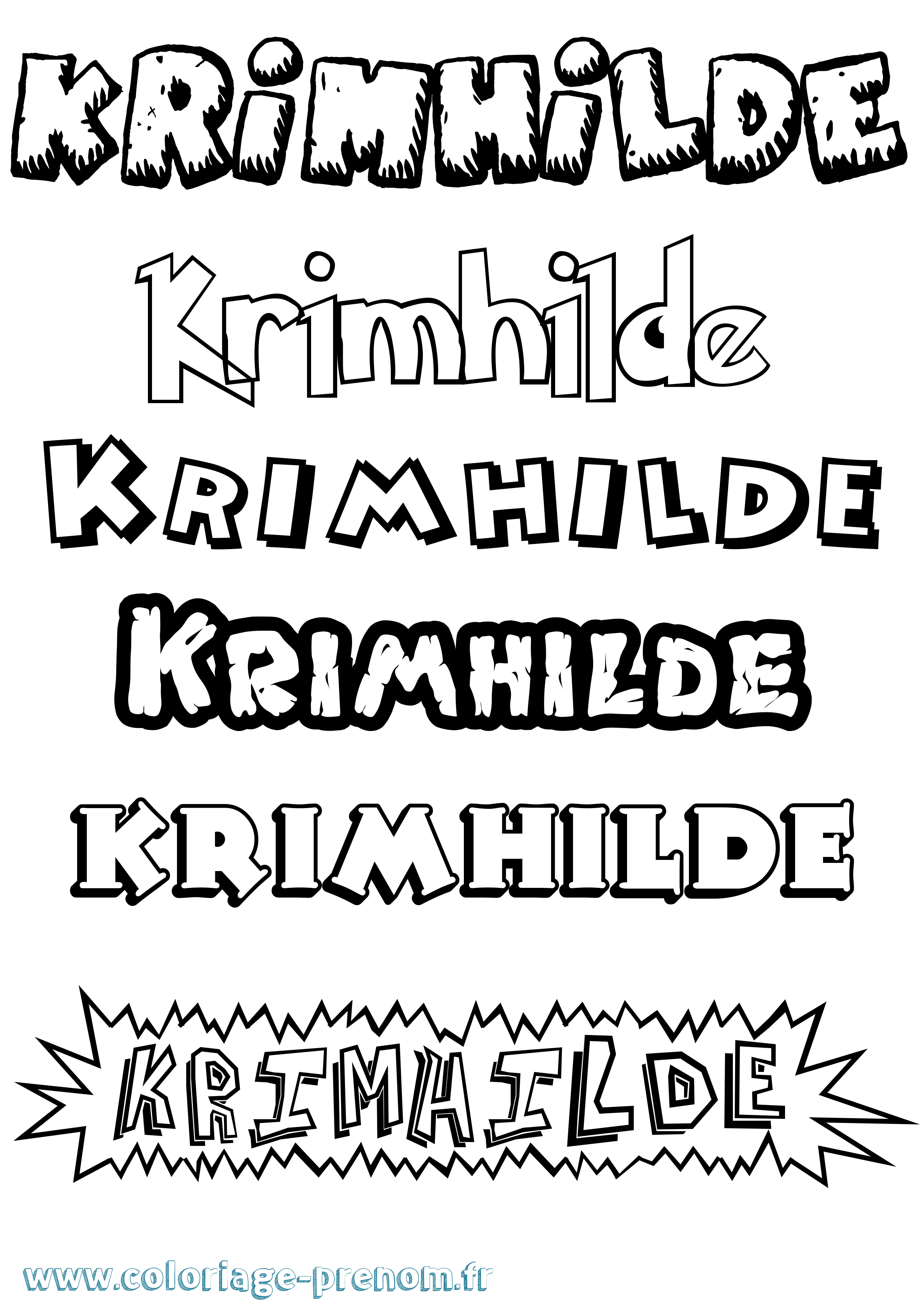 Coloriage Krimhilde Dessin Animé Coloriage prénom Krimhilde Dessin Animé