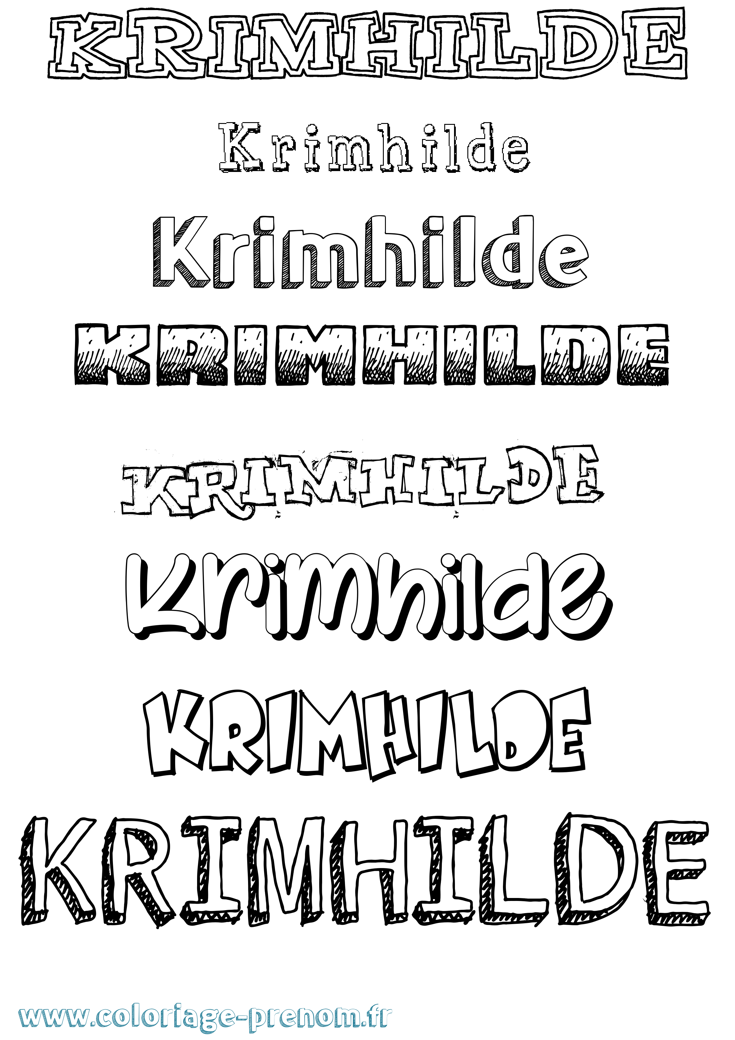 Coloriage Krimhilde Dessiné Coloriage prénom Krimhilde Dessiné