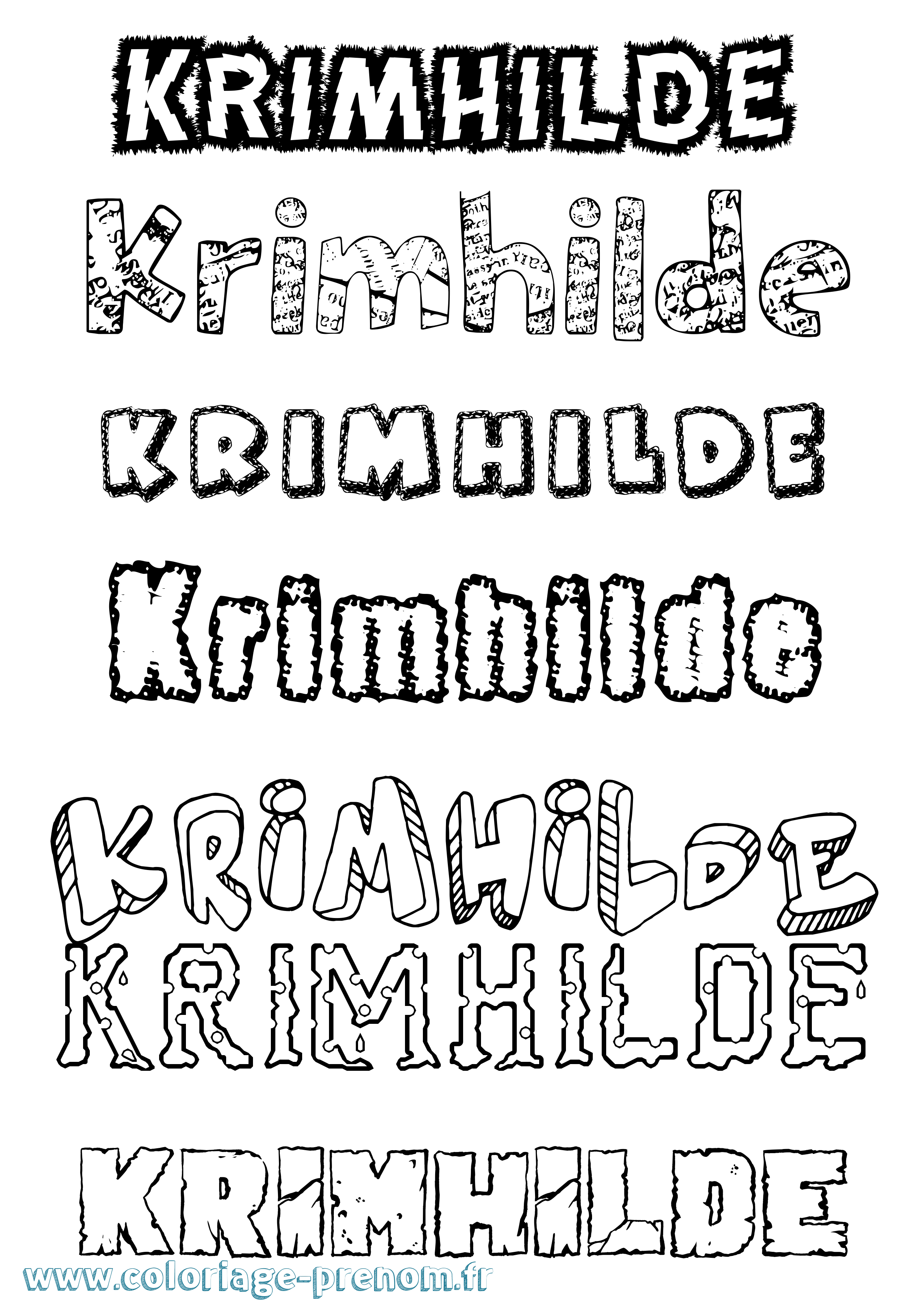 Coloriage Krimhilde Destructuré Coloriage prénom Krimhilde Destructuré