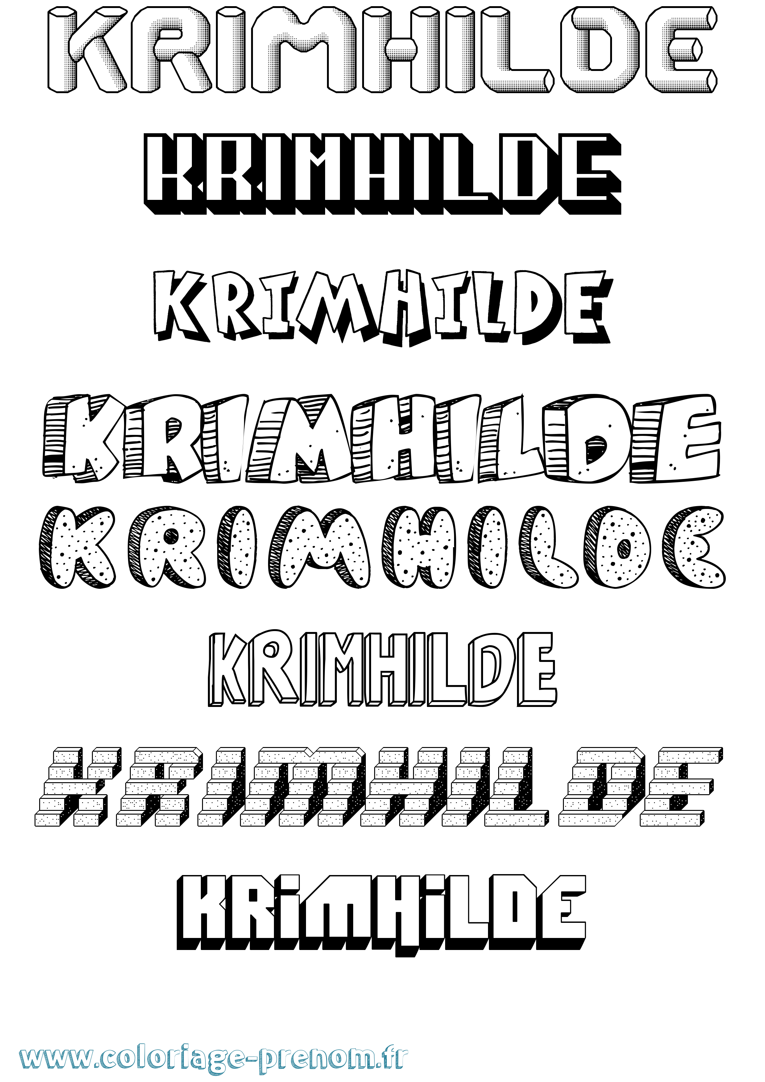 Coloriage Krimhilde Effet 3D Coloriage prénom Krimhilde Effet 3D