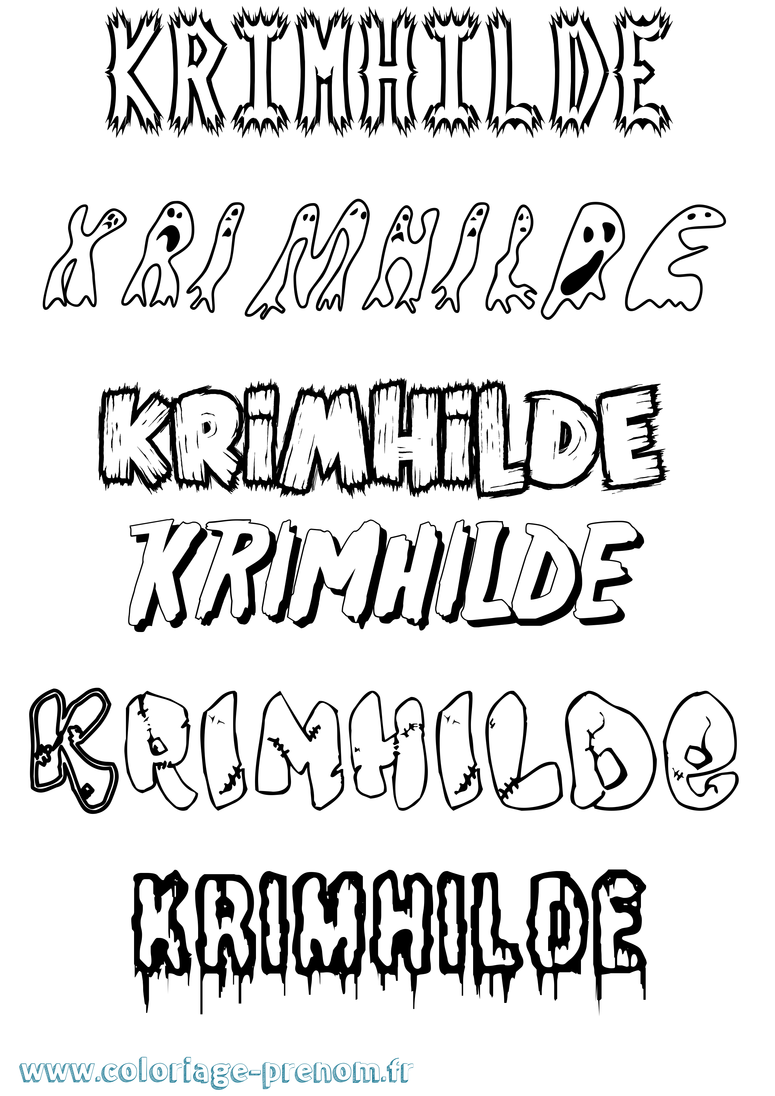 Coloriage Krimhilde Frisson Coloriage prénom Krimhilde Frisson