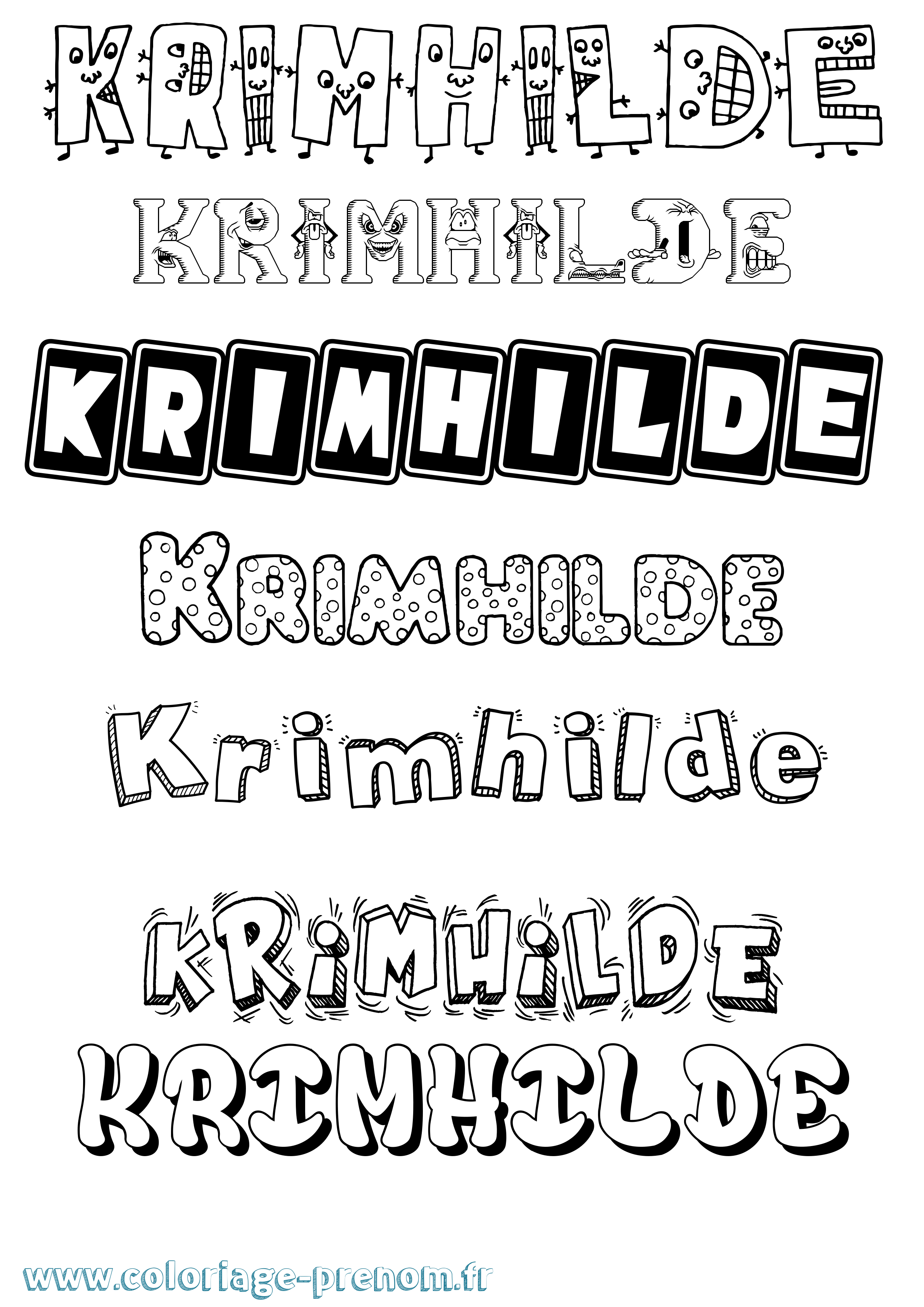 Coloriage Krimhilde Fun Coloriage prénom Krimhilde Fun