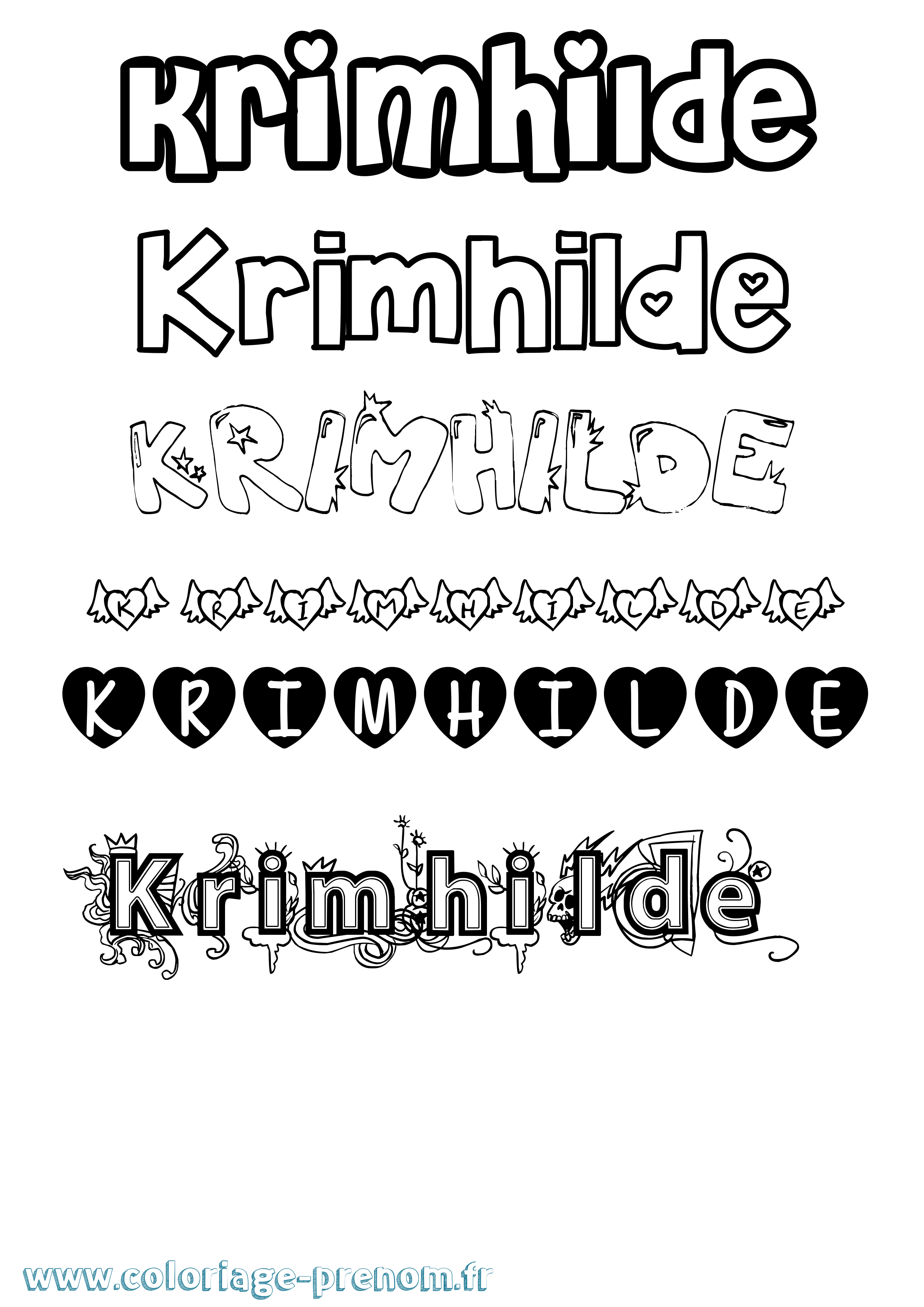 Coloriage Krimhilde Girly Coloriage prénom Krimhilde Girly