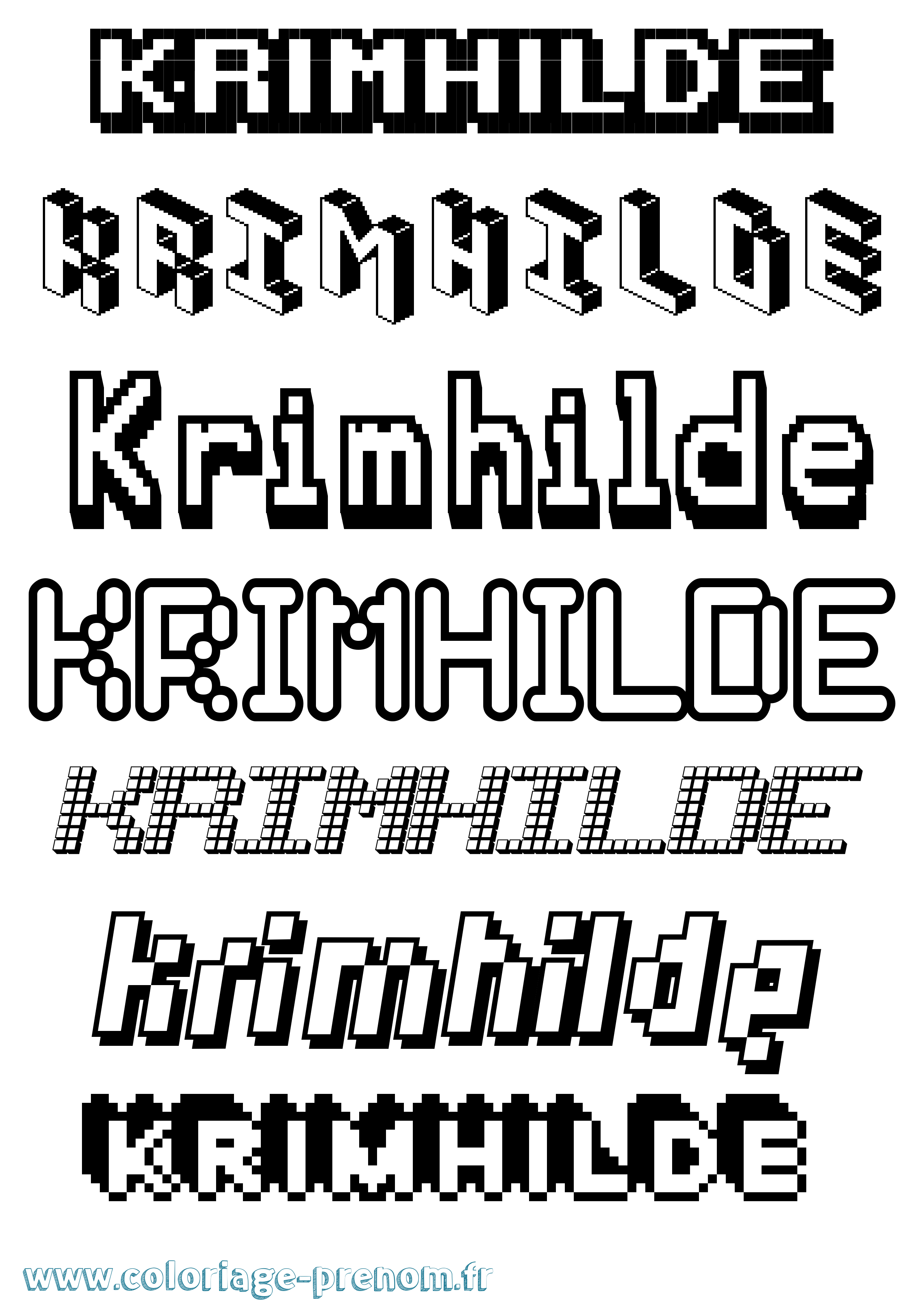 Coloriage Krimhilde Pixel Coloriage prénom Krimhilde Pixel