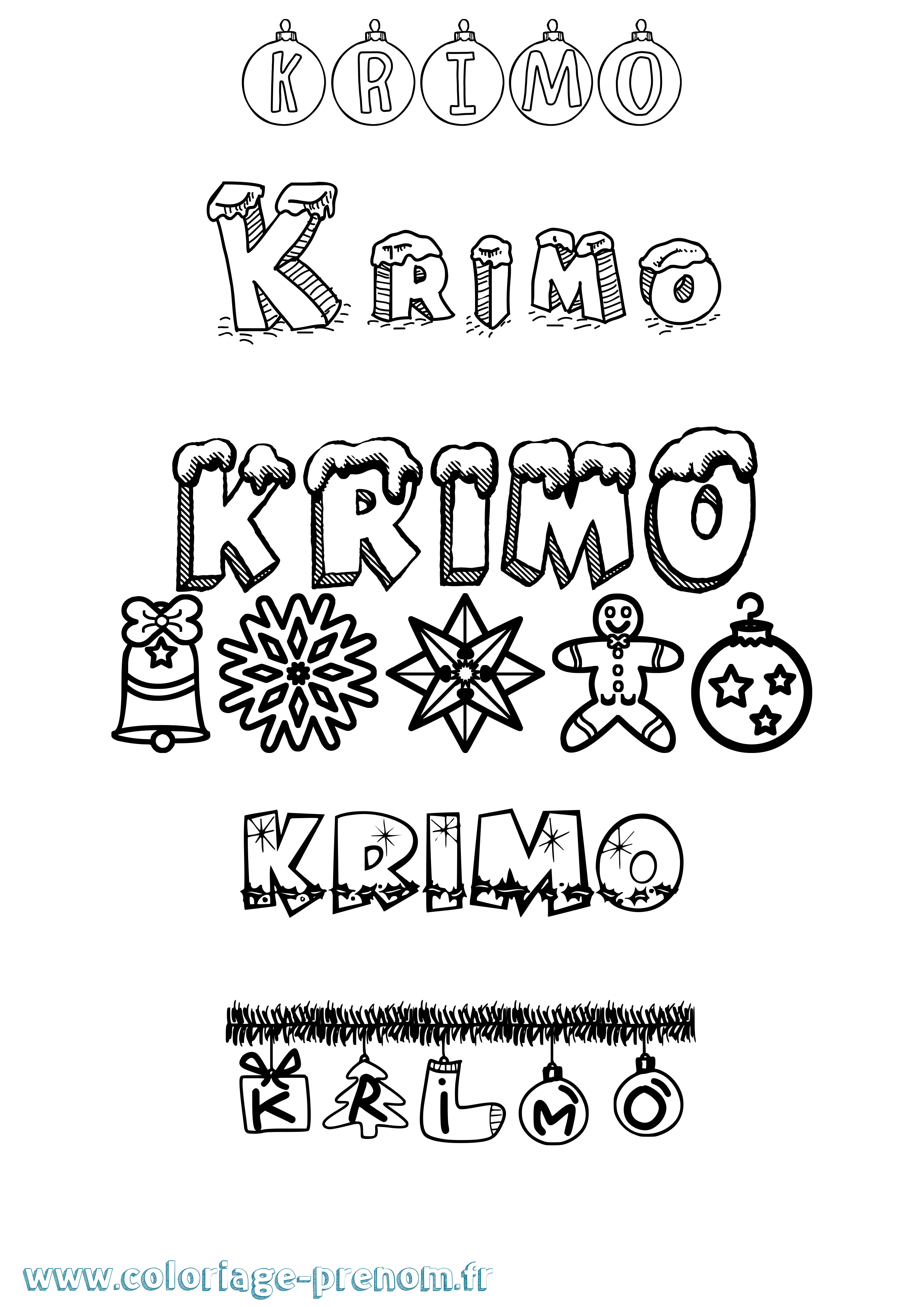 Coloriage Krimo Noël Coloriage prénom Krimo Noël