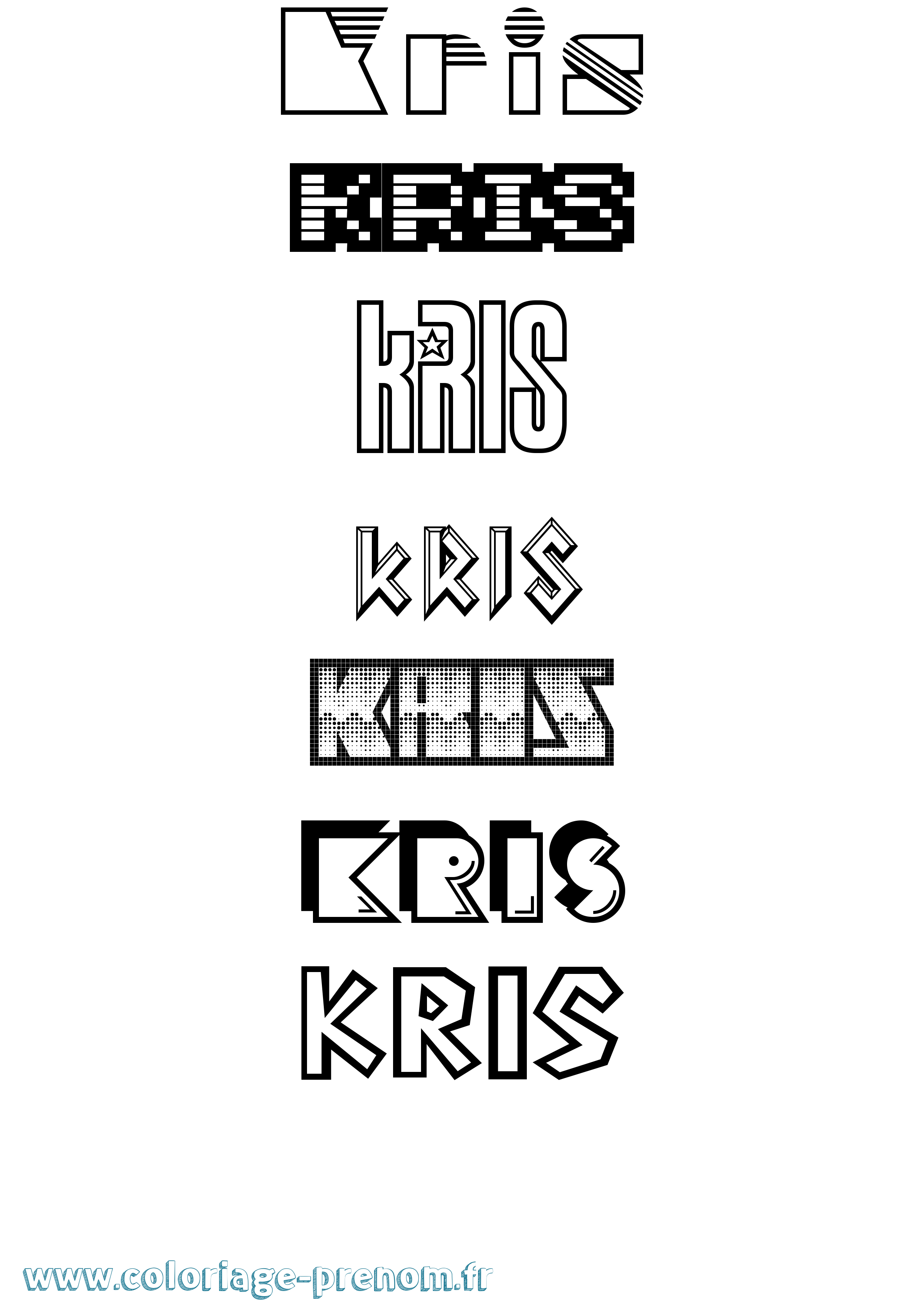 Coloriage Kris Jeux Vidéos Coloriage prénom Kris Jeux Vidéos