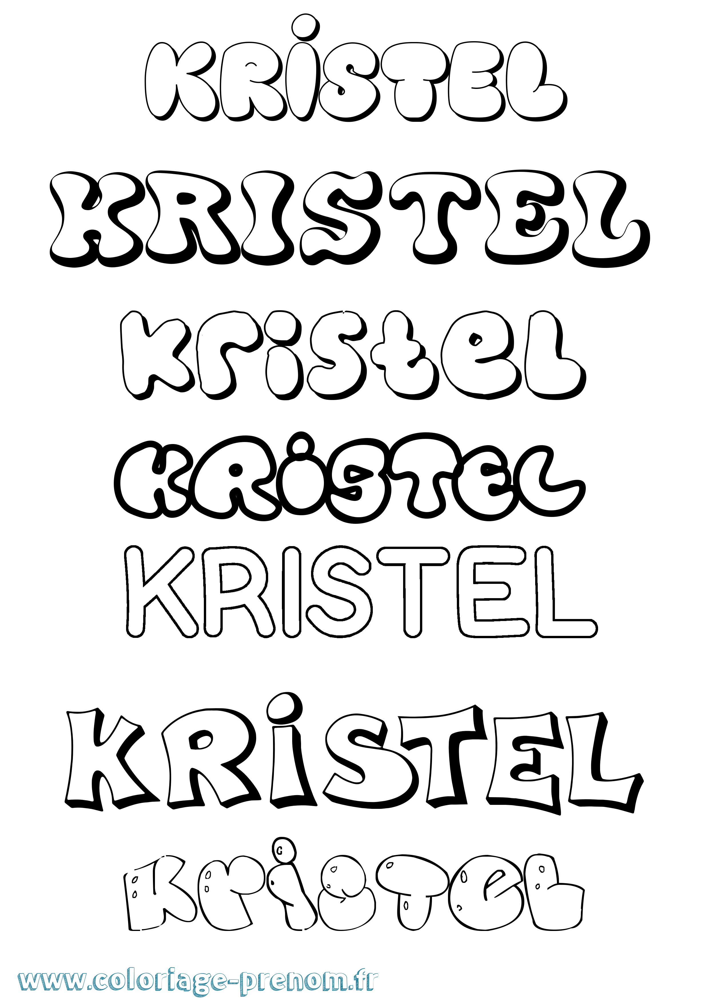 Coloriage Kristel Bubble Coloriage prénom Kristel Bubble