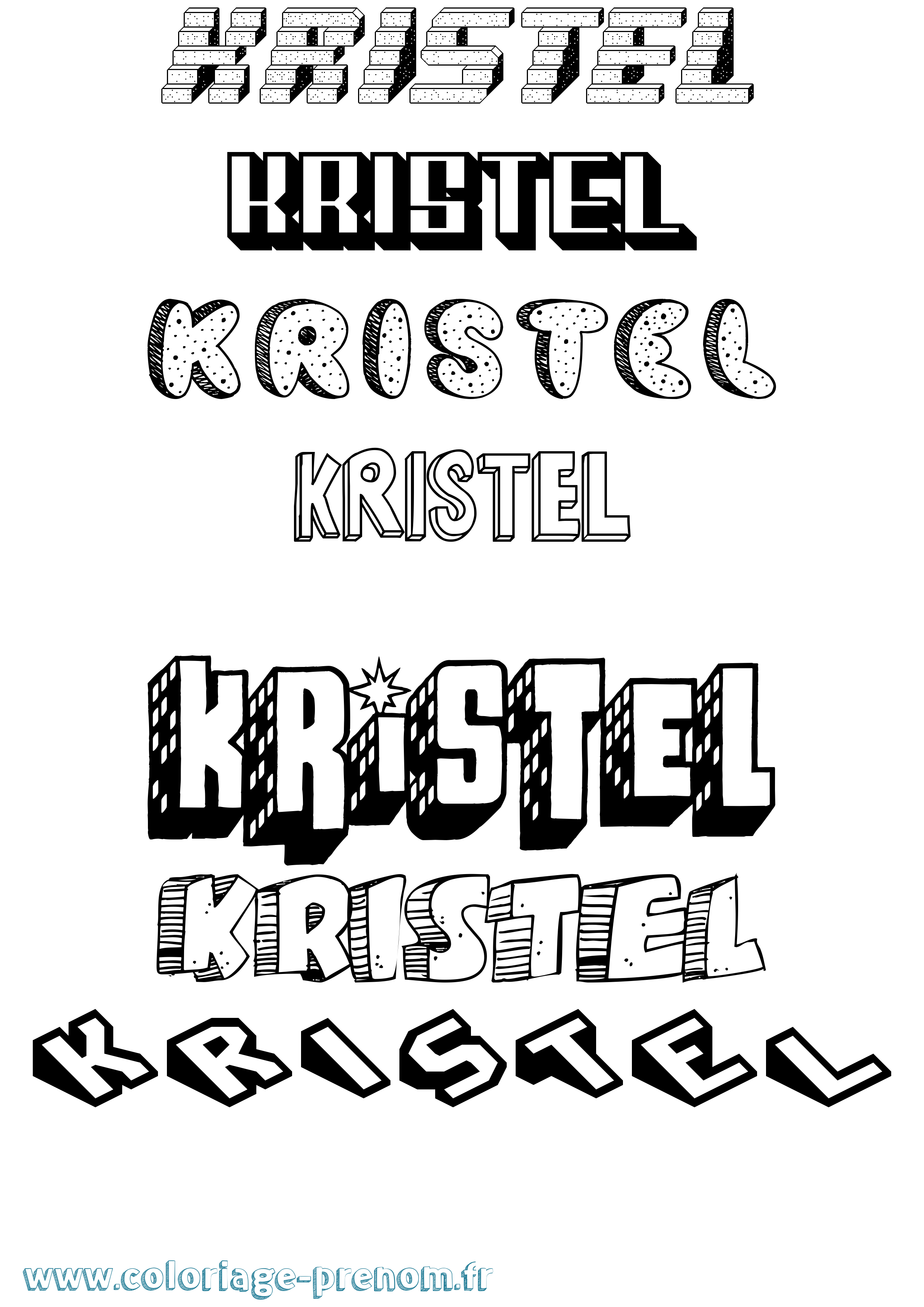 Coloriage Kristel Effet 3D Coloriage prénom Kristel Effet 3D
