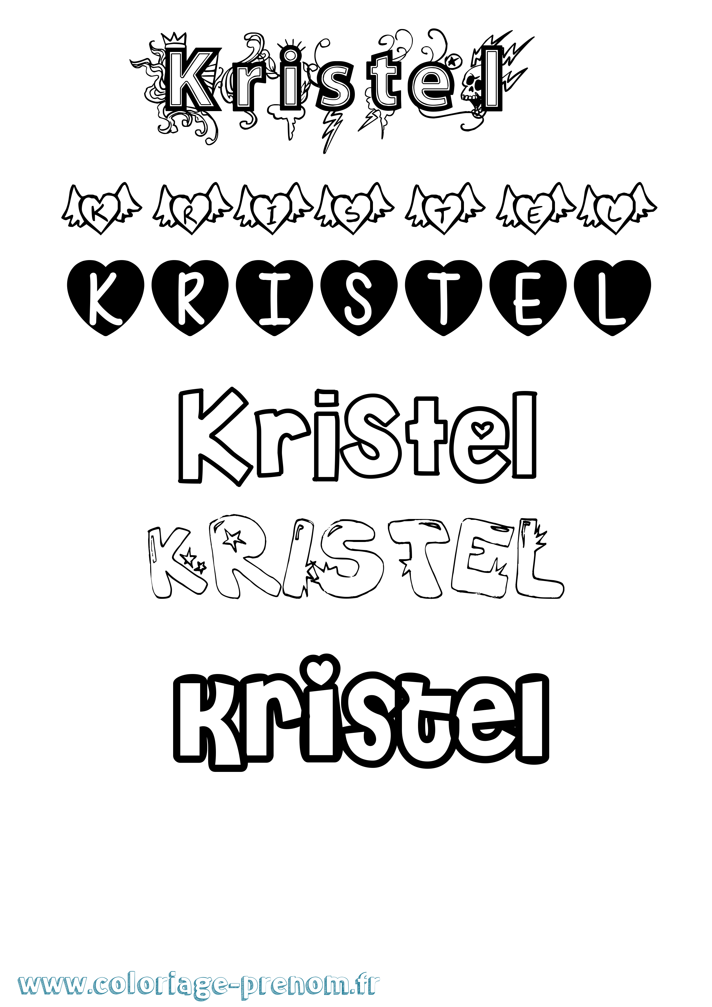 Coloriage Kristel Girly Coloriage prénom Kristel Girly