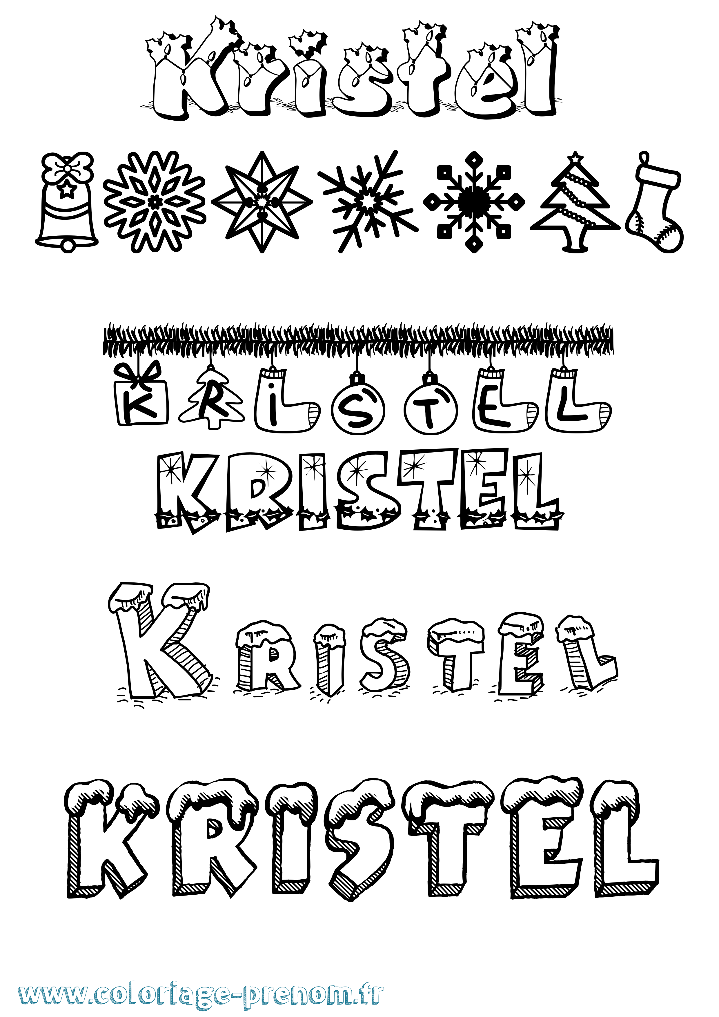 Coloriage Kristel Noël Coloriage prénom Kristel Noël