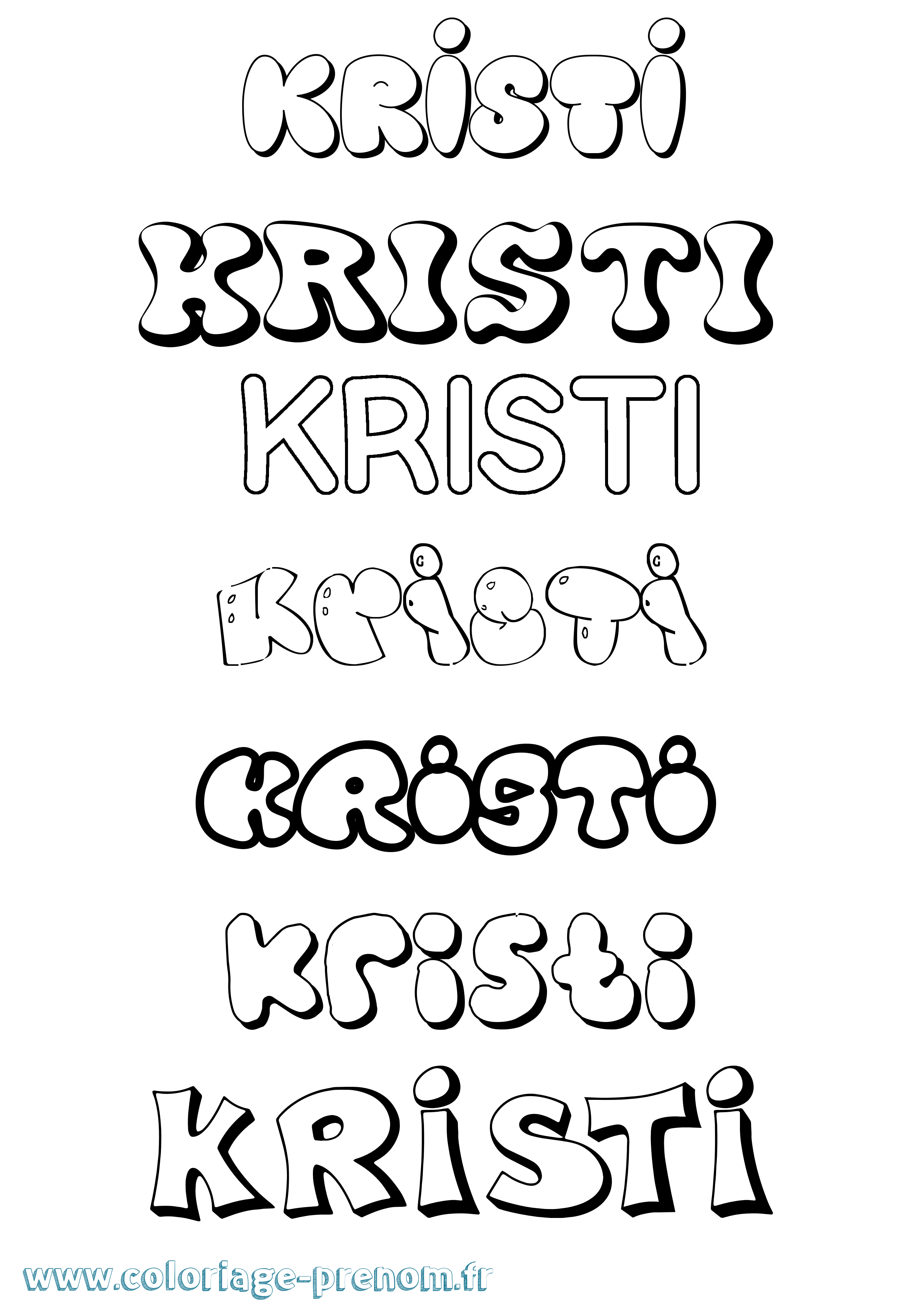 Coloriage Kristi Bubble Coloriage prénom Kristi Bubble