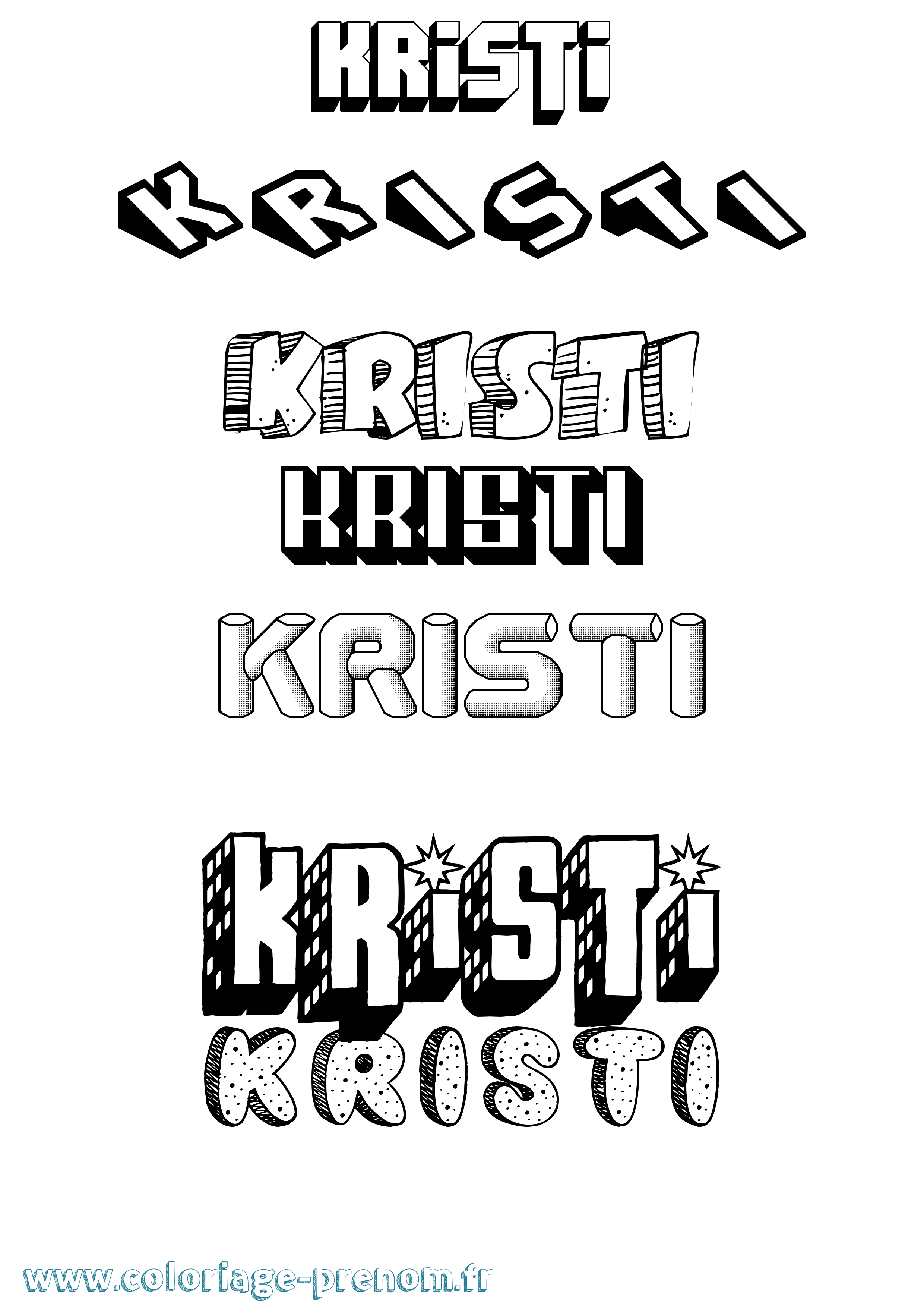 Coloriage Kristi Effet 3D Coloriage prénom Kristi Effet 3D