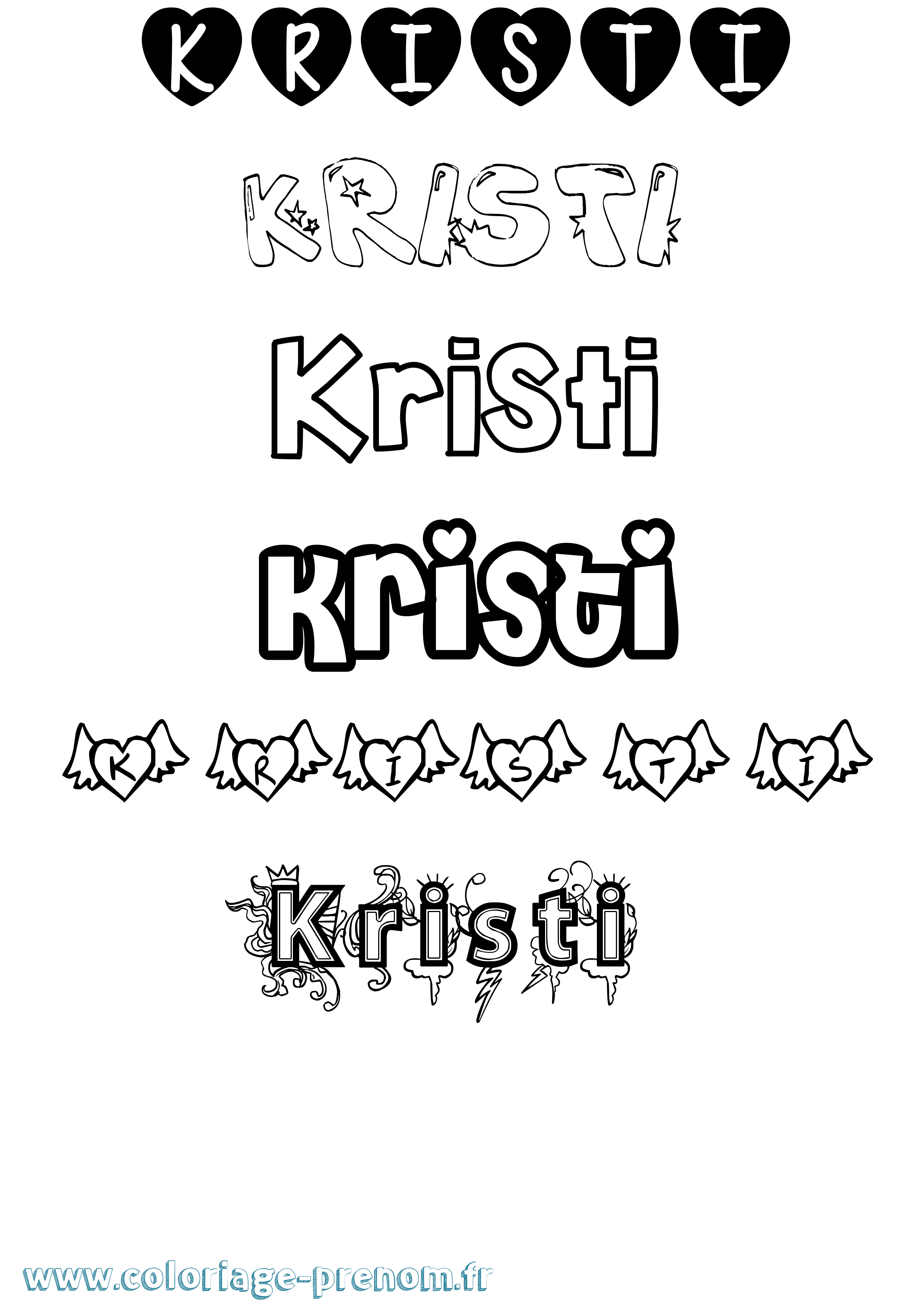 Coloriage Kristi Girly Coloriage prénom Kristi Girly