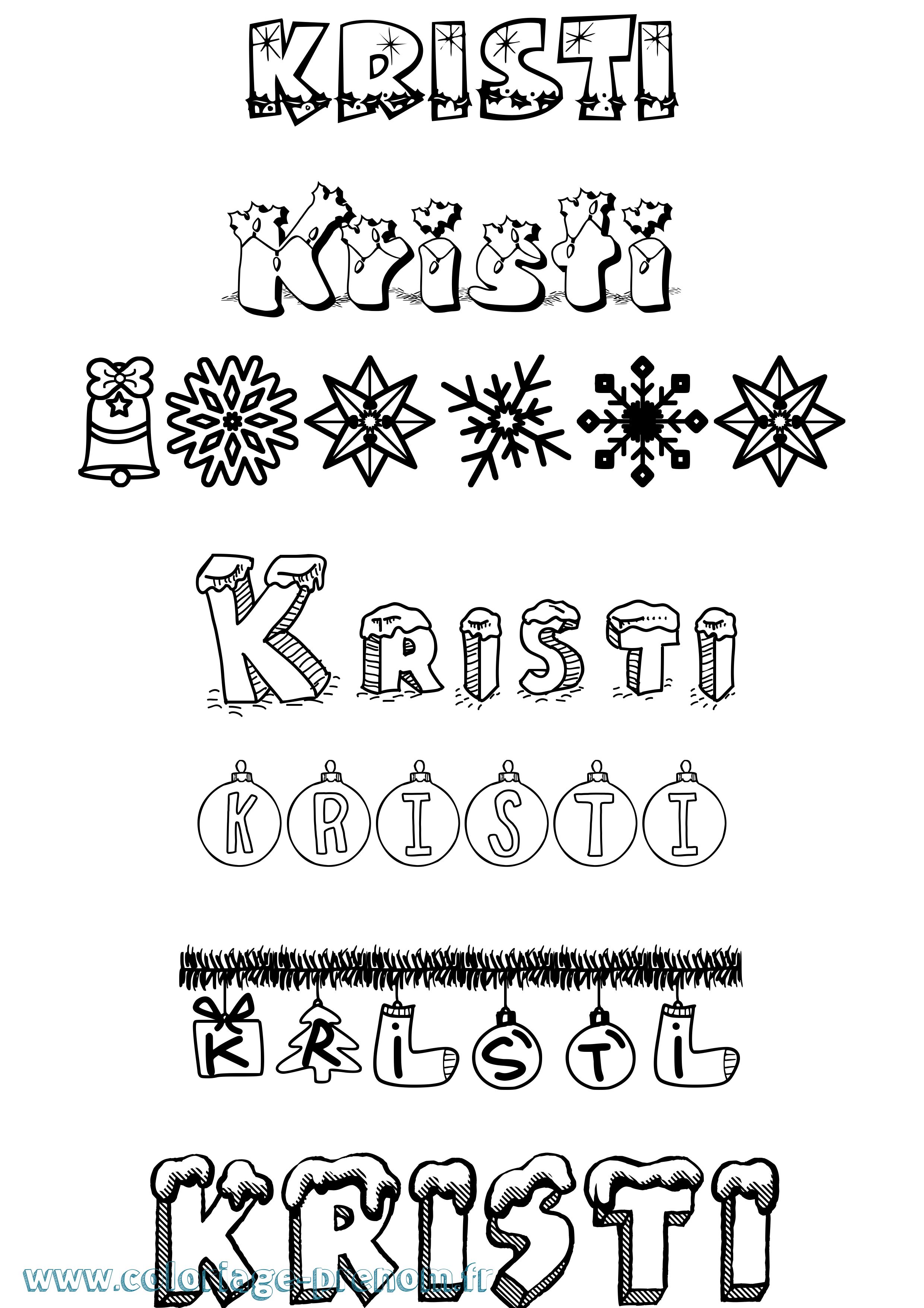 Coloriage Kristi Noël Coloriage prénom Kristi Noël