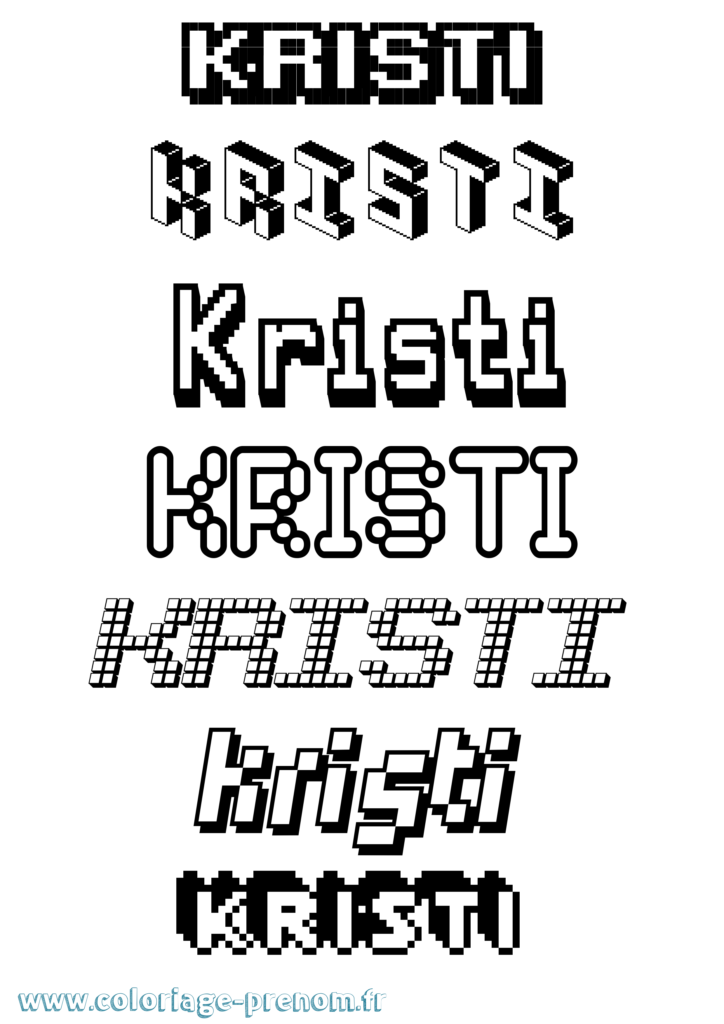 Coloriage Kristi Pixel Coloriage prénom Kristi Pixel