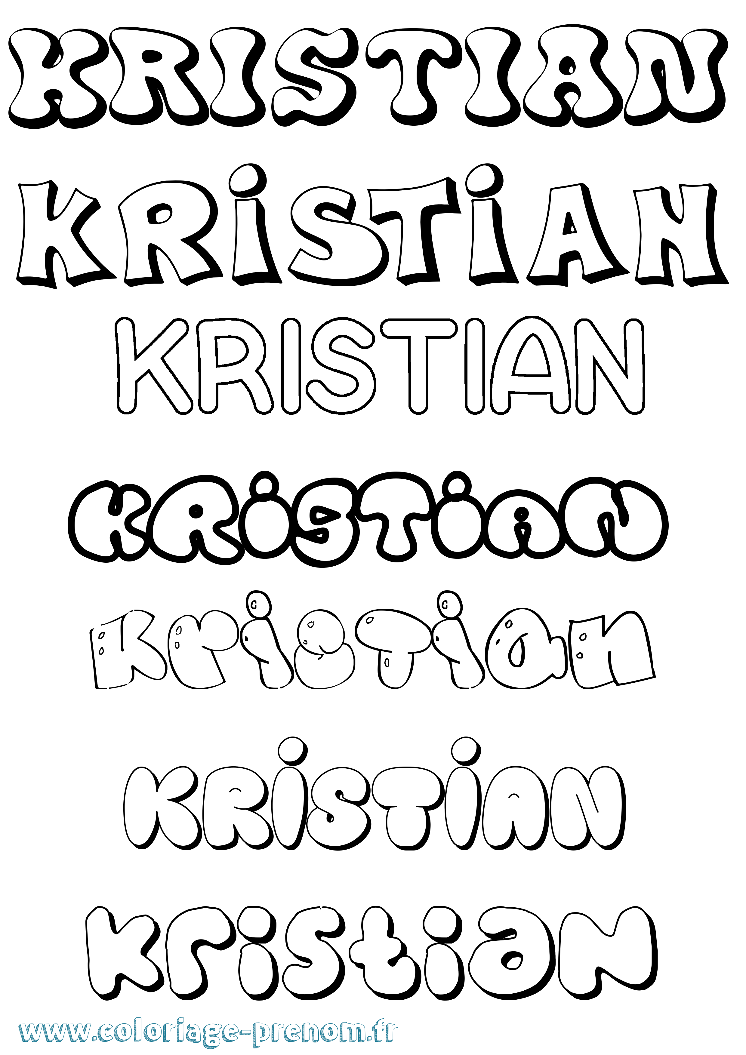 Coloriage Kristian Bubble Coloriage prénom Kristian Bubble