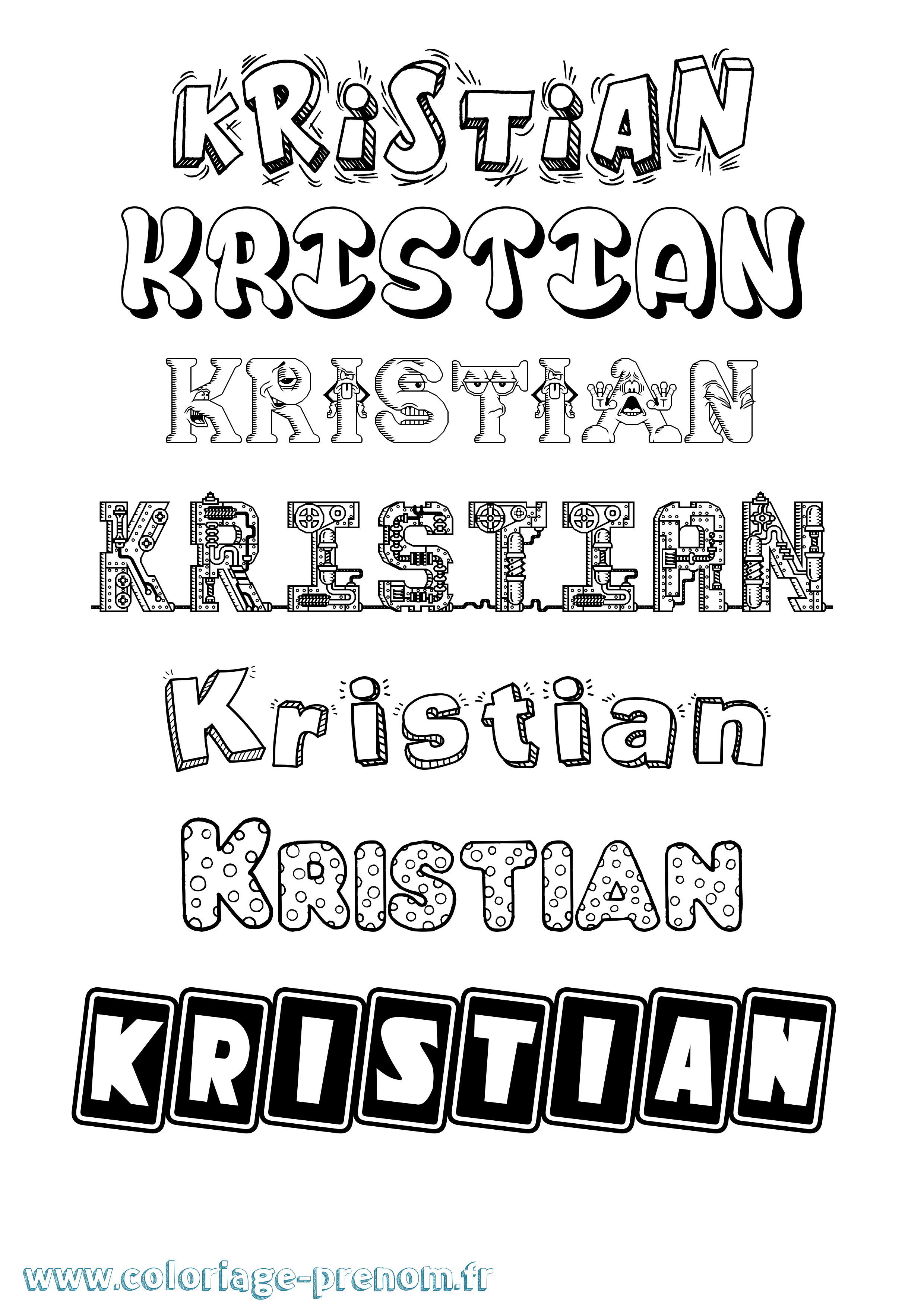 Coloriage Kristian Fun Coloriage prénom Kristian Fun