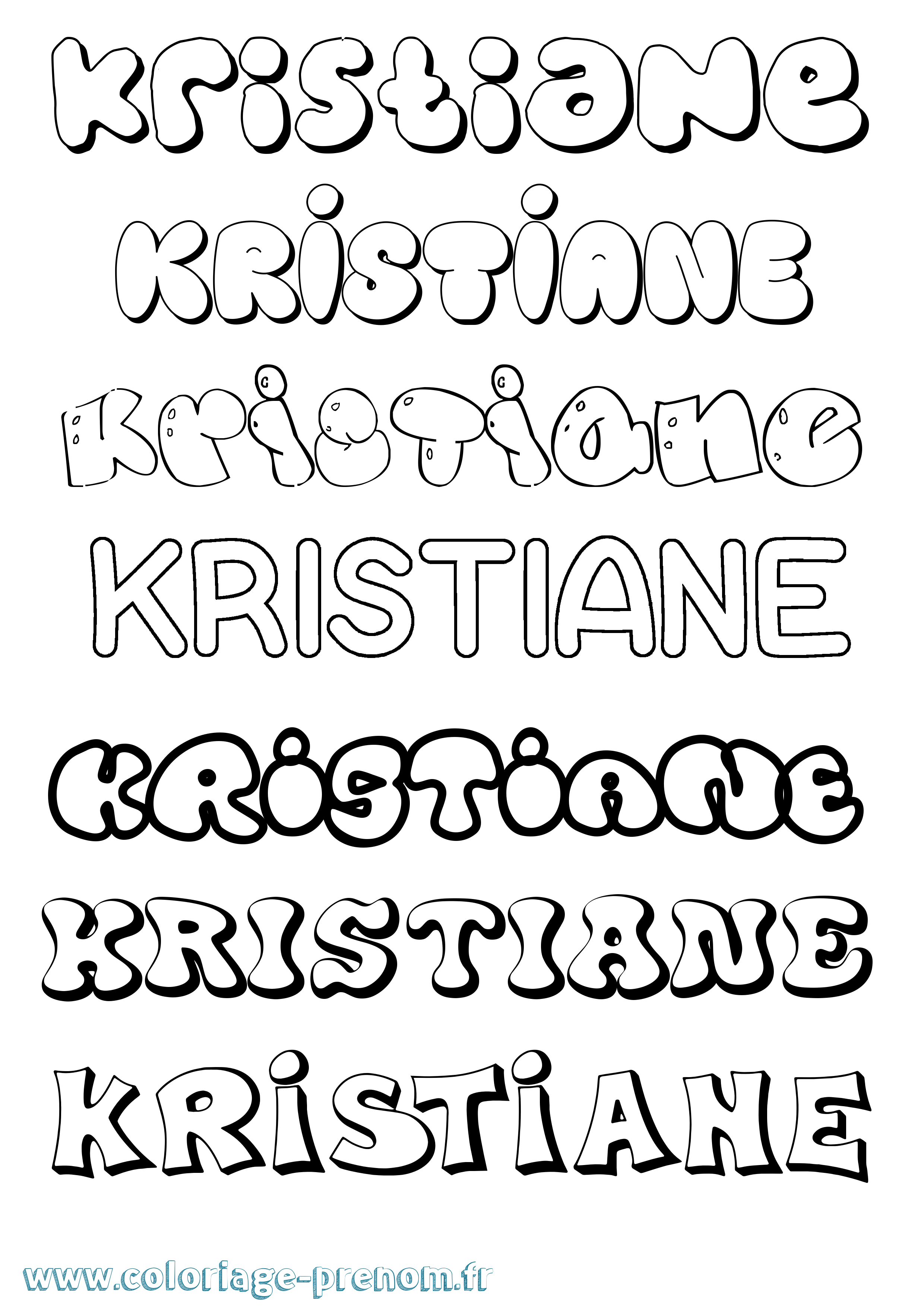 Coloriage Kristiane Bubble Coloriage prénom Kristiane Bubble