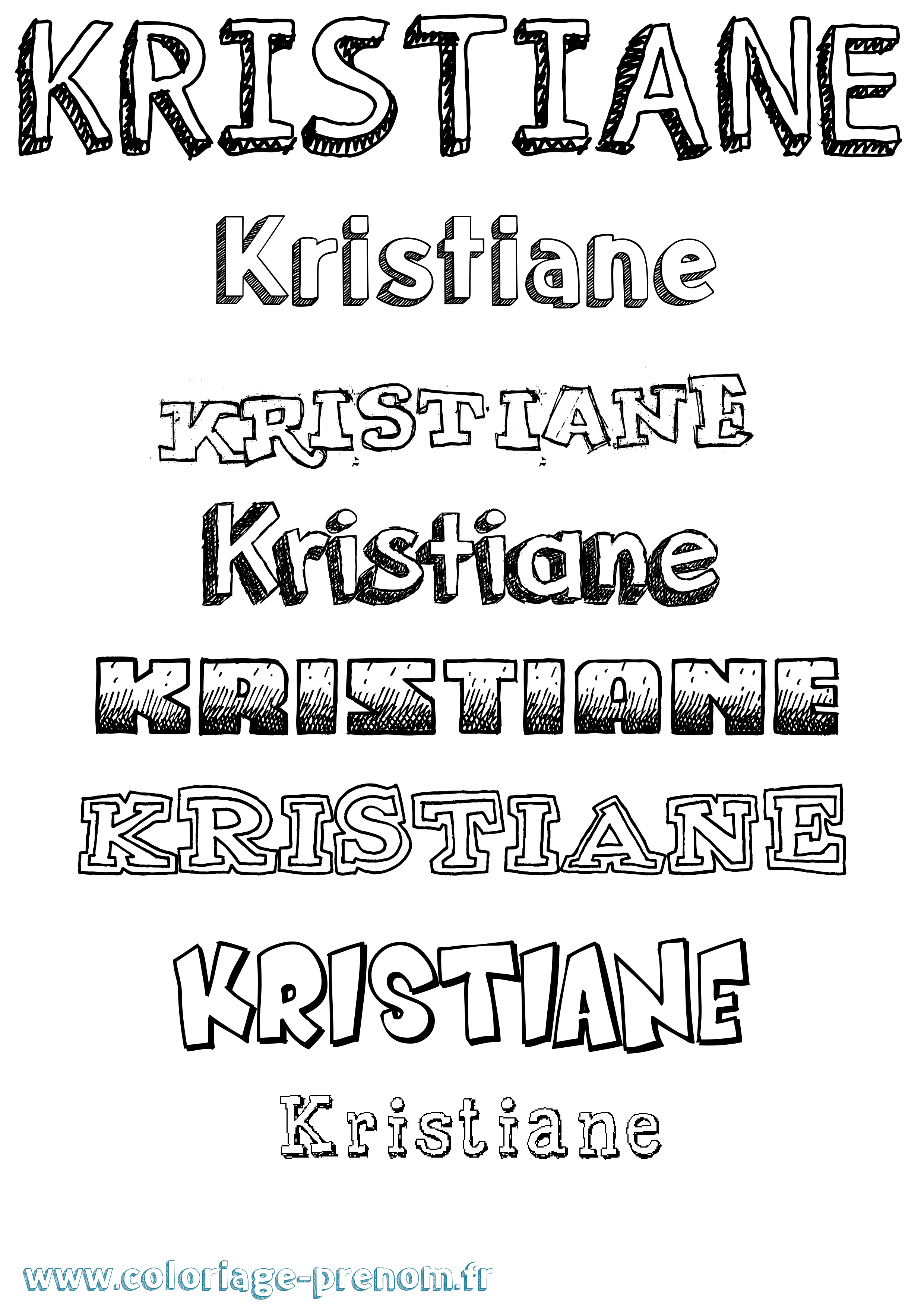 Coloriage Kristiane Dessiné Coloriage prénom Kristiane Dessiné