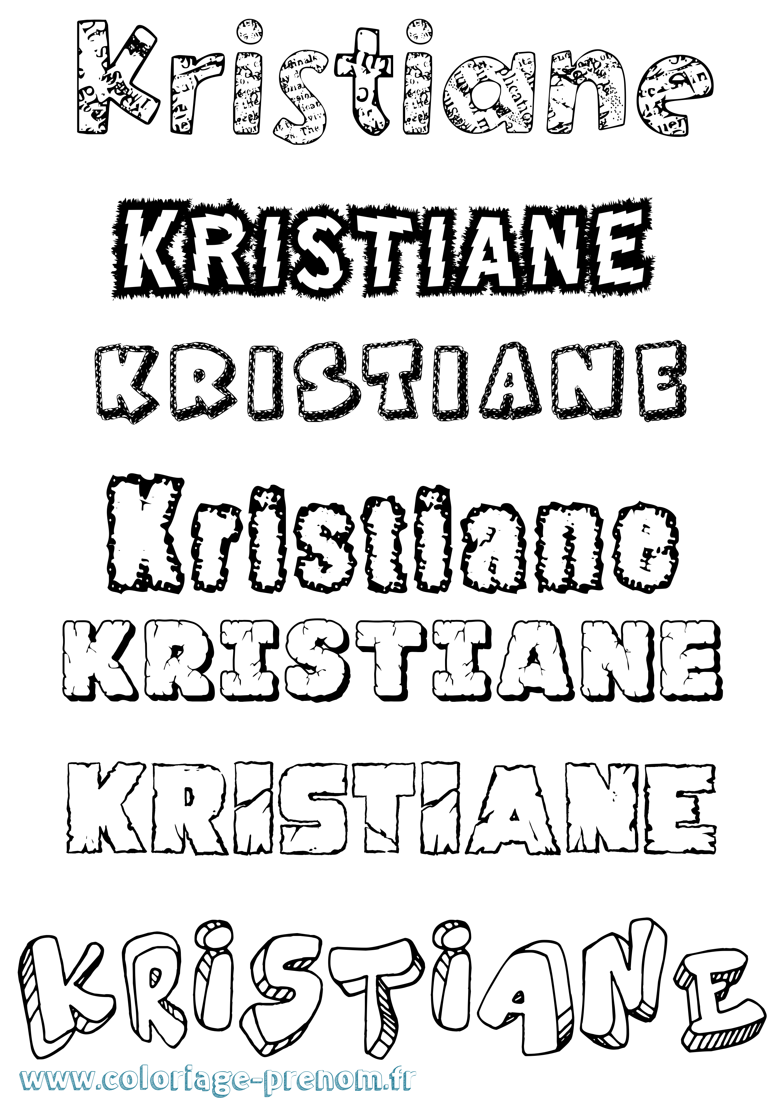 Coloriage Kristiane Destructuré Coloriage prénom Kristiane Destructuré