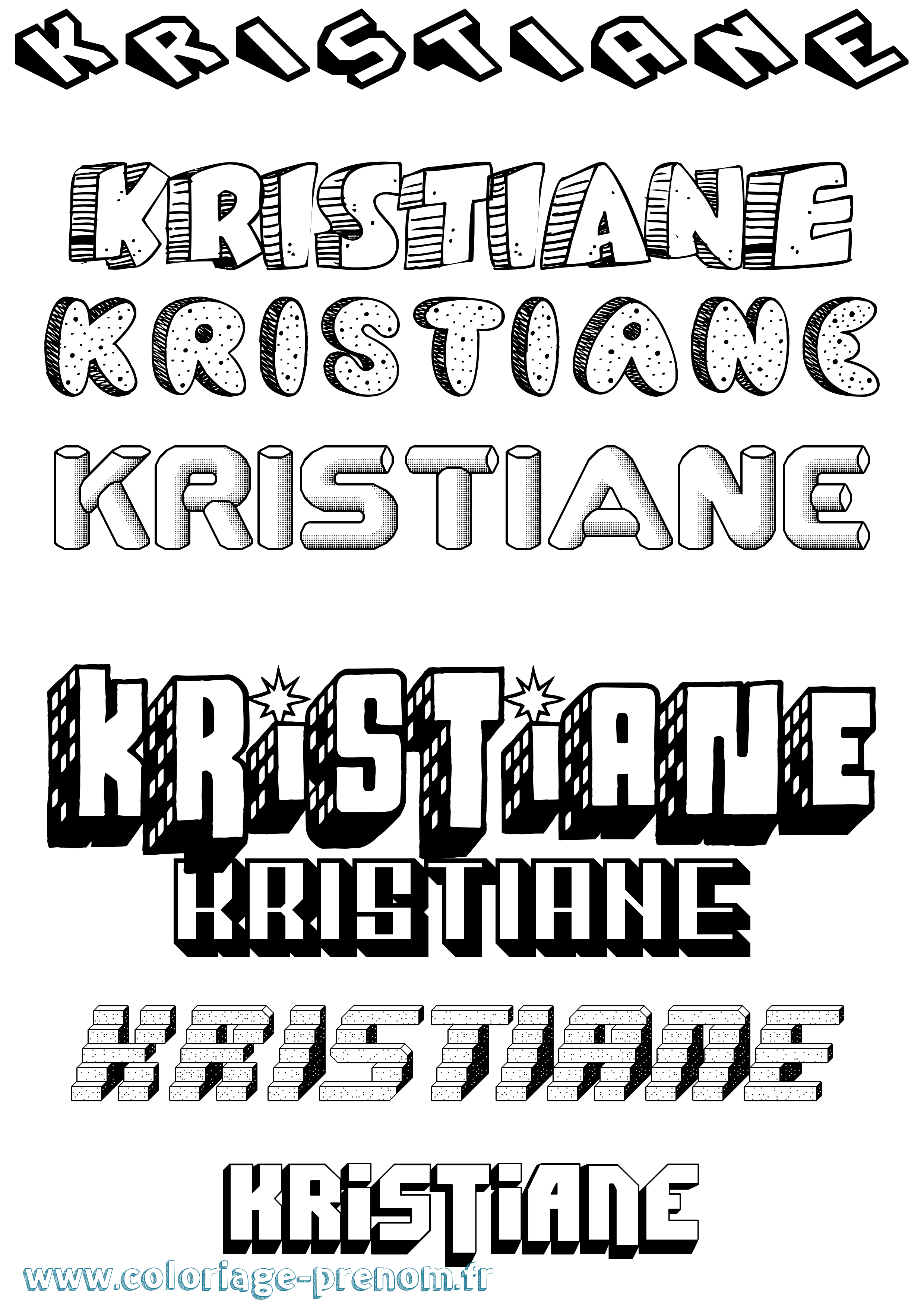 Coloriage Kristiane Effet 3D Coloriage prénom Kristiane Effet 3D