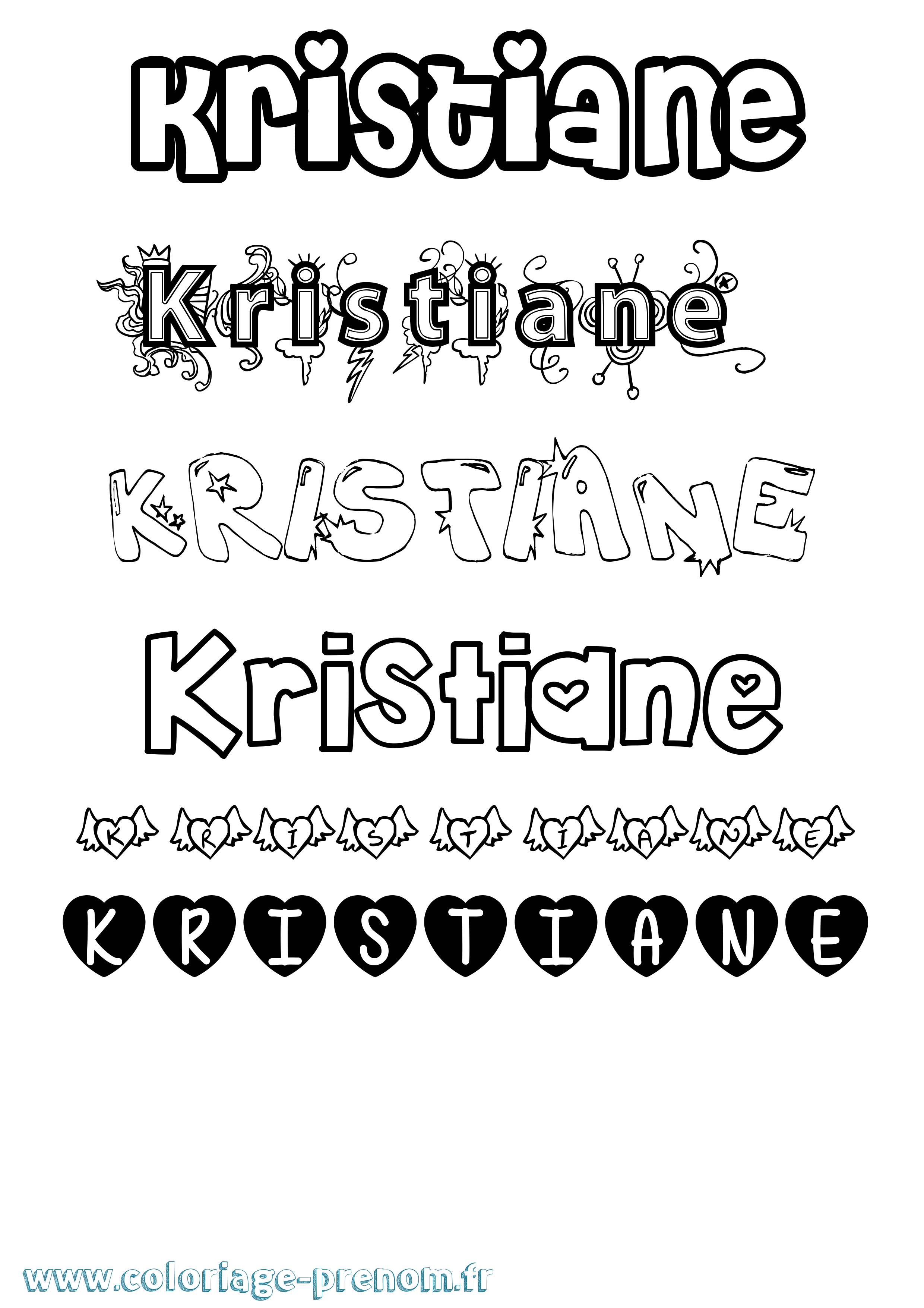 Coloriage Kristiane Girly Coloriage prénom Kristiane Girly