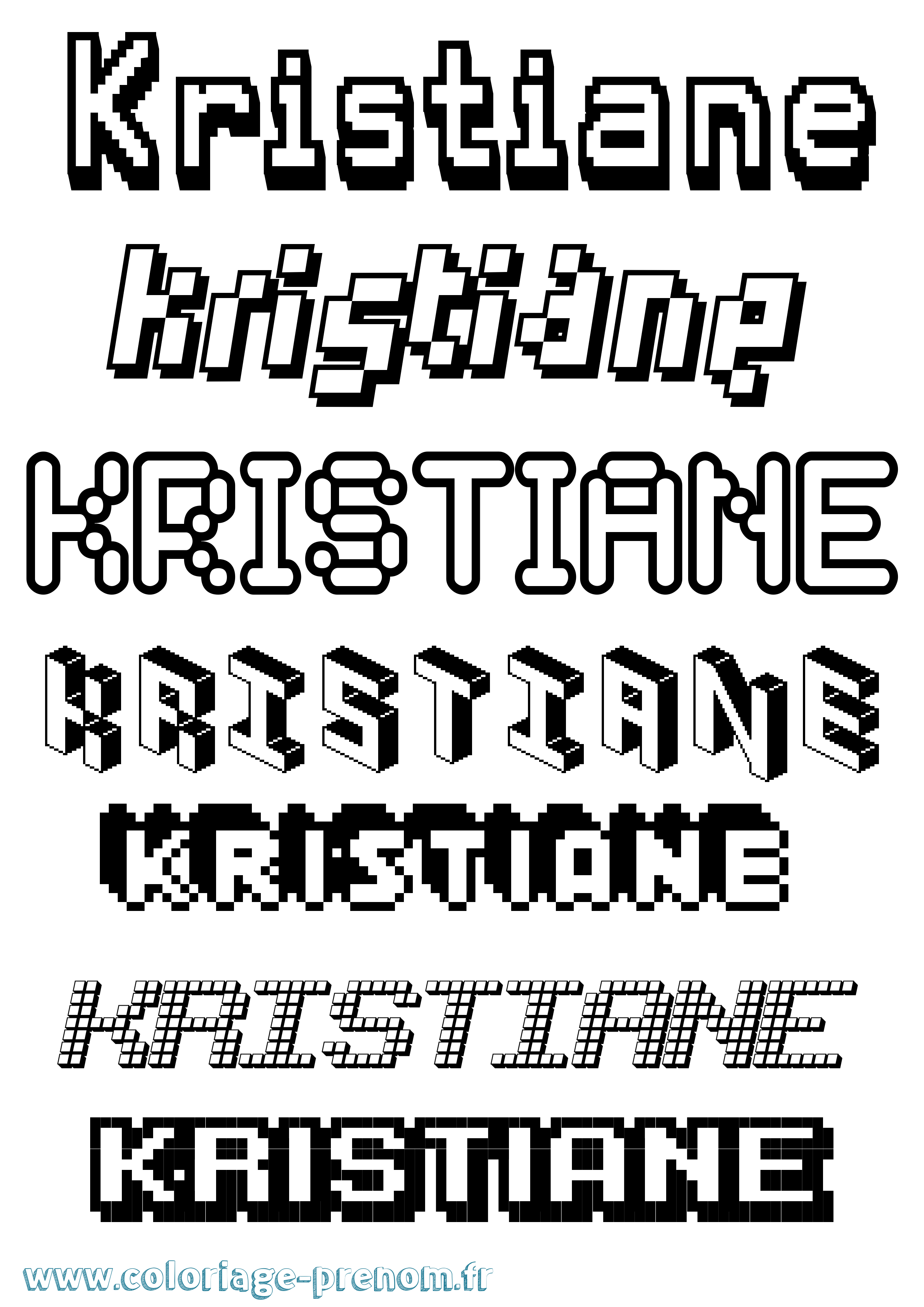 Coloriage Kristiane Pixel Coloriage prénom Kristiane Pixel
