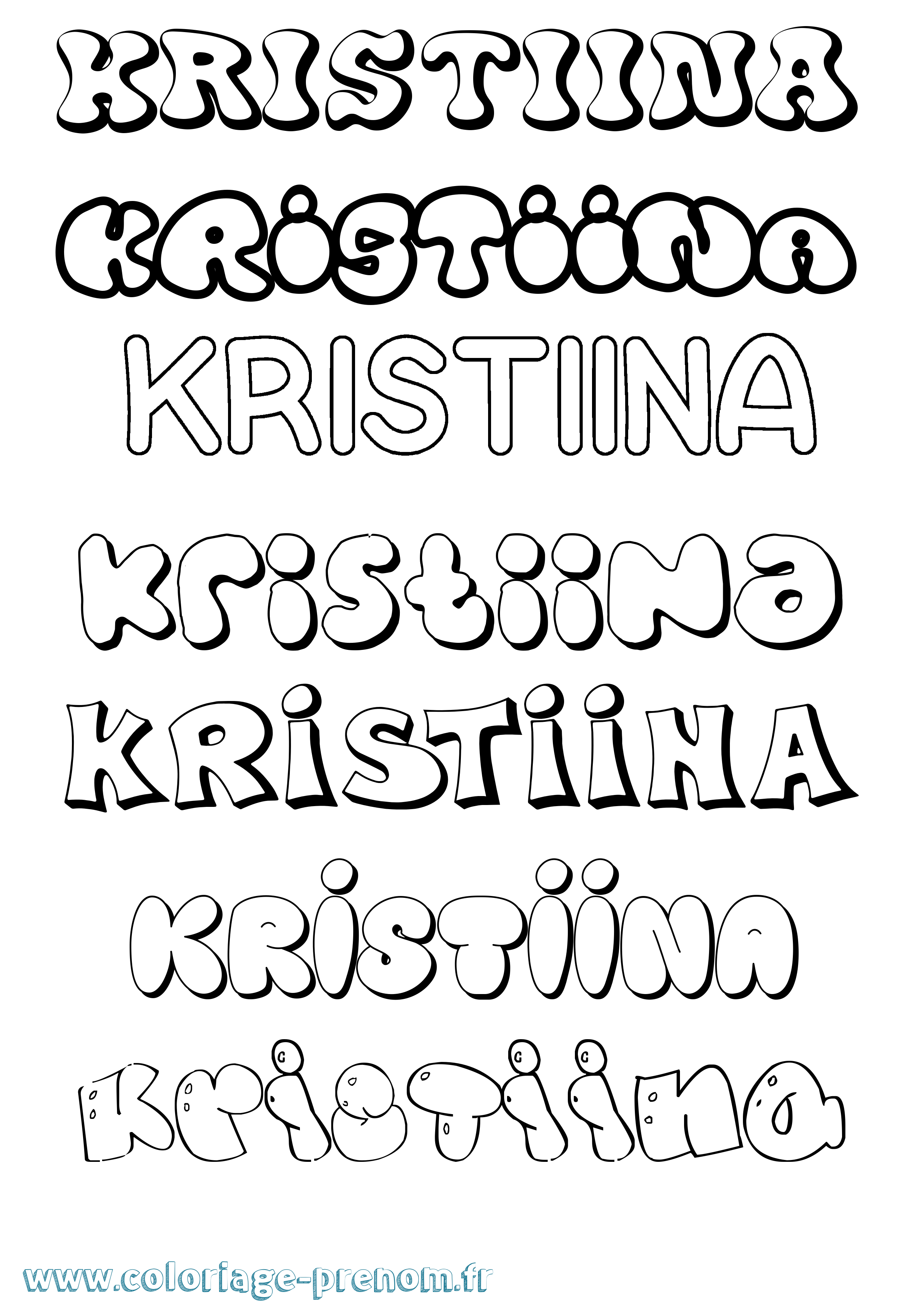 Coloriage Kristiina Bubble Coloriage prénom Kristiina Bubble
