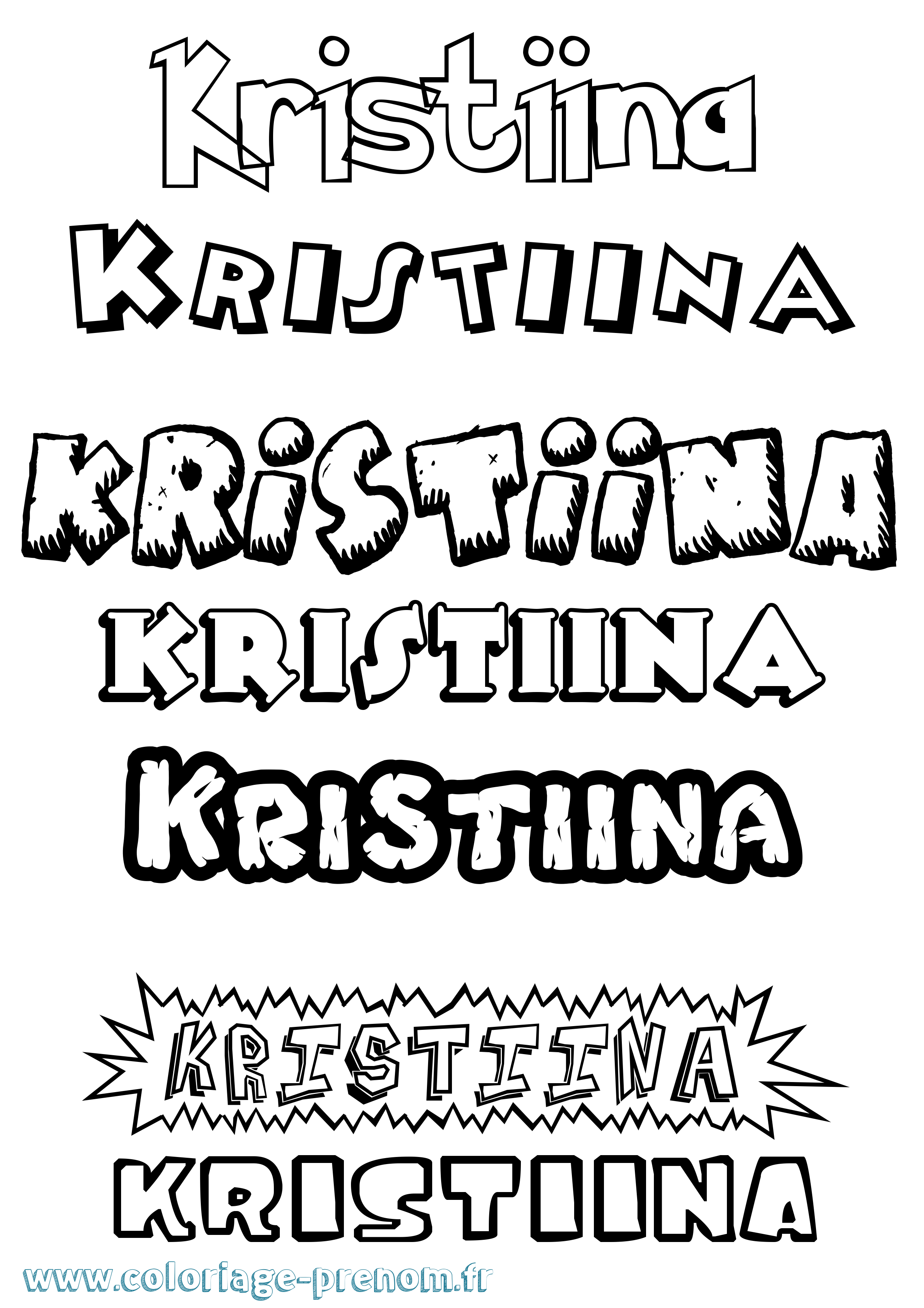 Coloriage Kristiina Dessin Animé Coloriage prénom Kristiina Dessin Animé