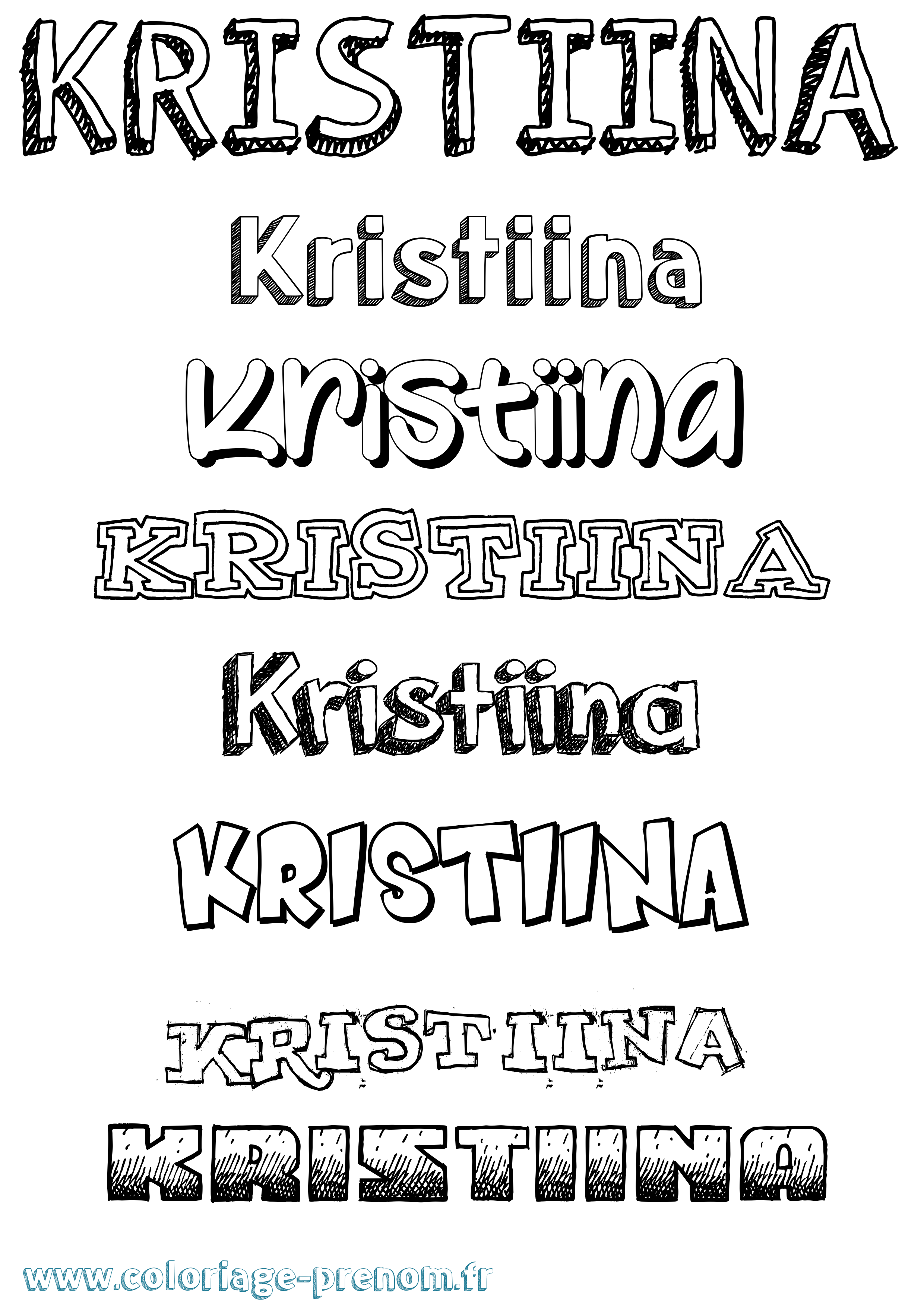 Coloriage Kristiina Dessiné Coloriage prénom Kristiina Dessiné