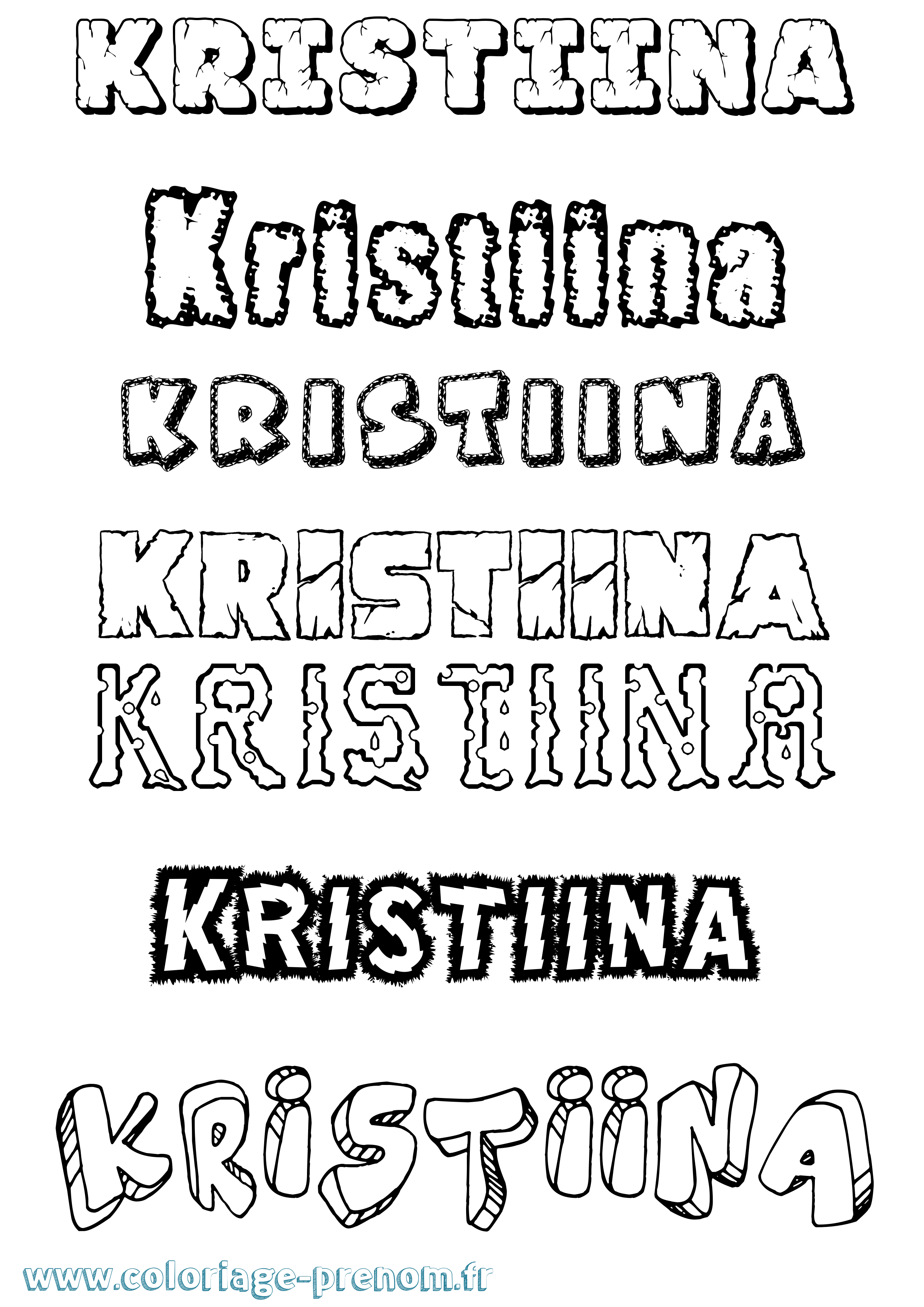 Coloriage Kristiina Destructuré Coloriage prénom Kristiina Destructuré