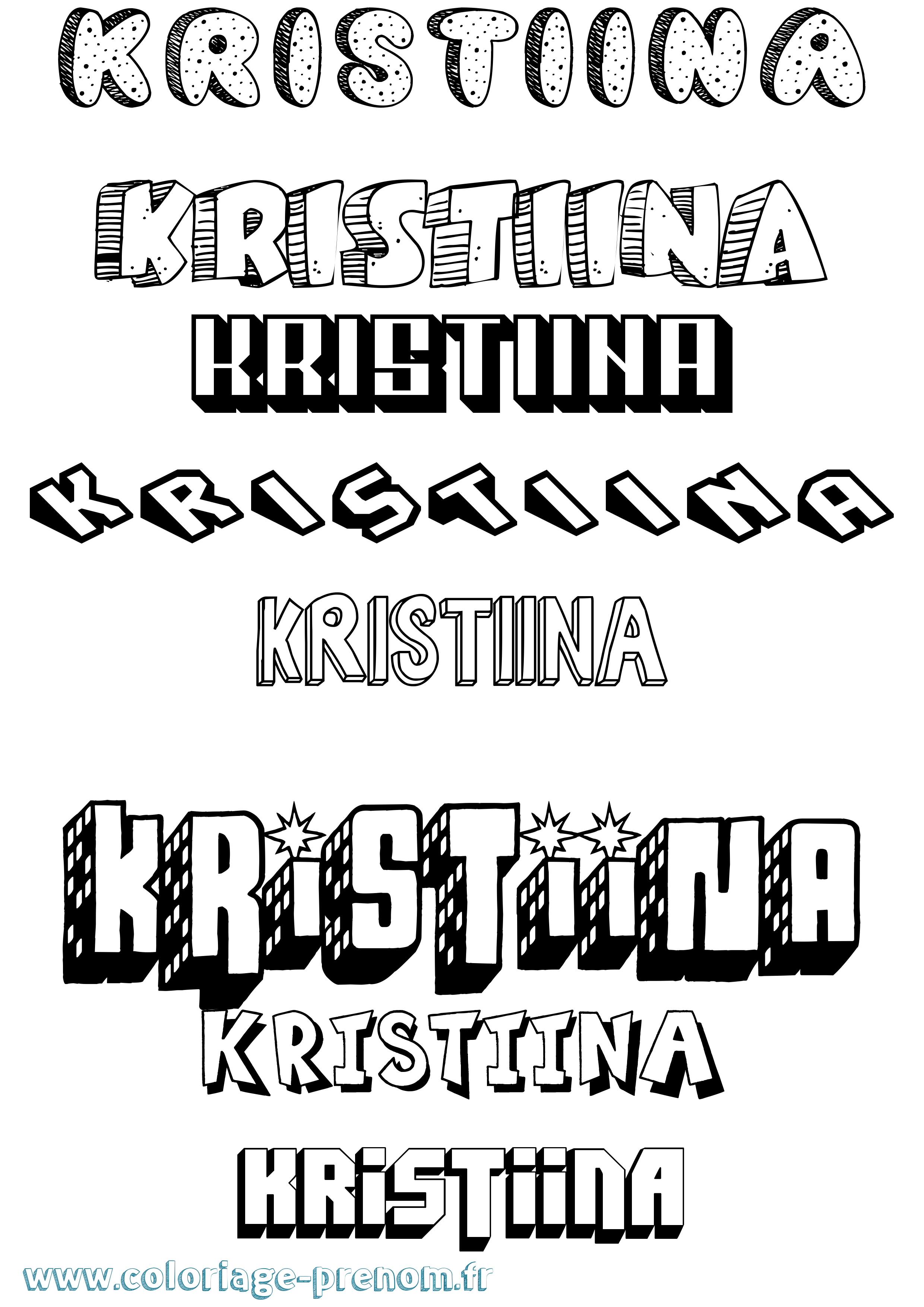 Coloriage Kristiina Effet 3D Coloriage prénom Kristiina Effet 3D