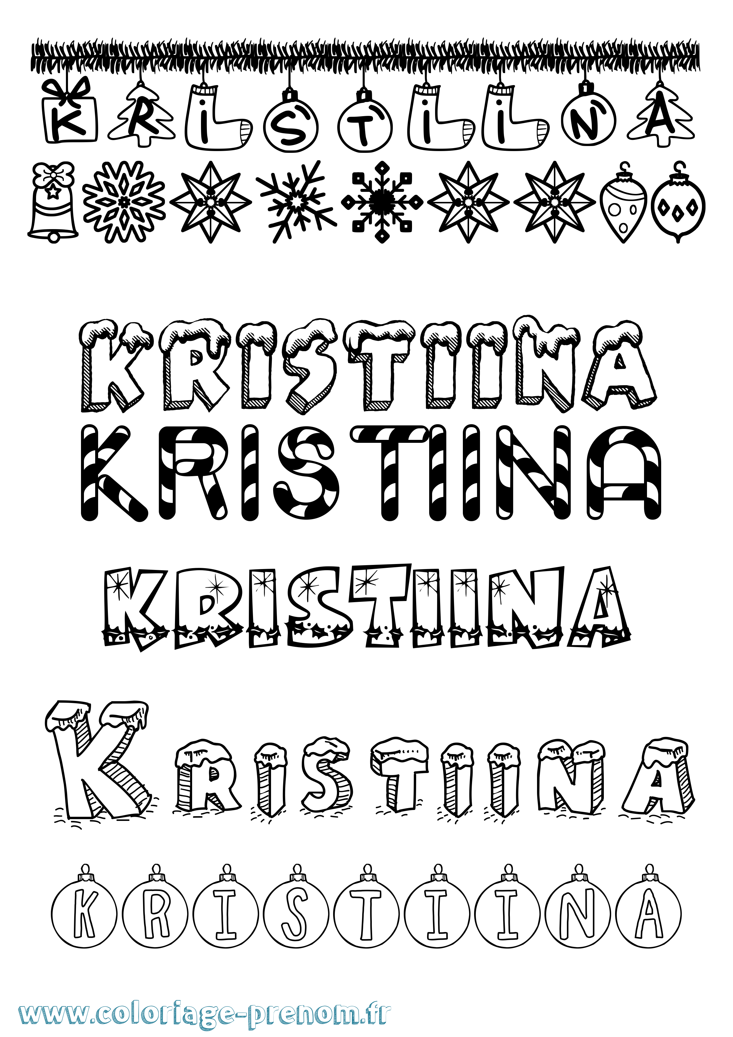 Coloriage Kristiina Noël Coloriage prénom Kristiina Noël