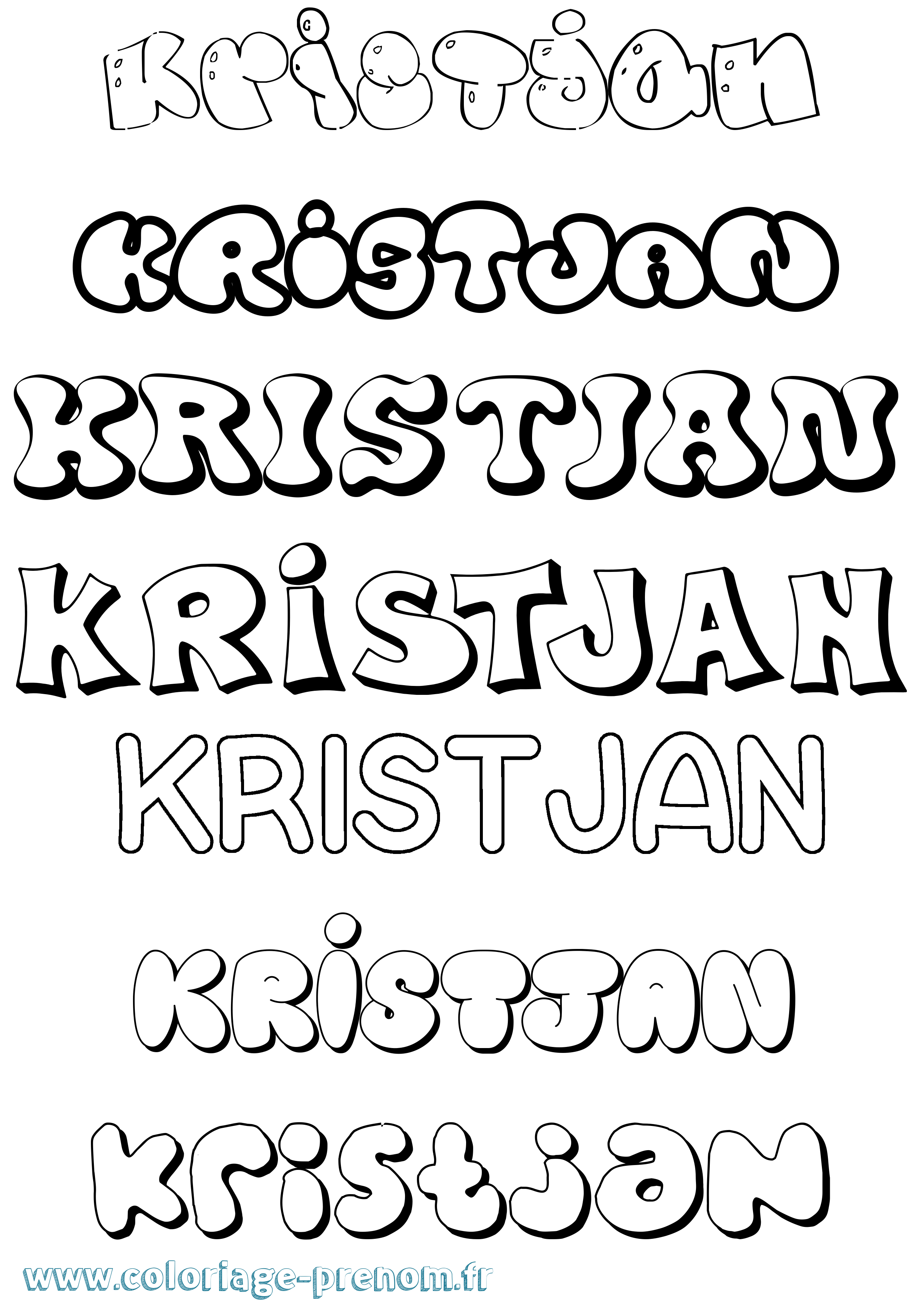 Coloriage Kristjan Bubble Coloriage prénom Kristjan Bubble