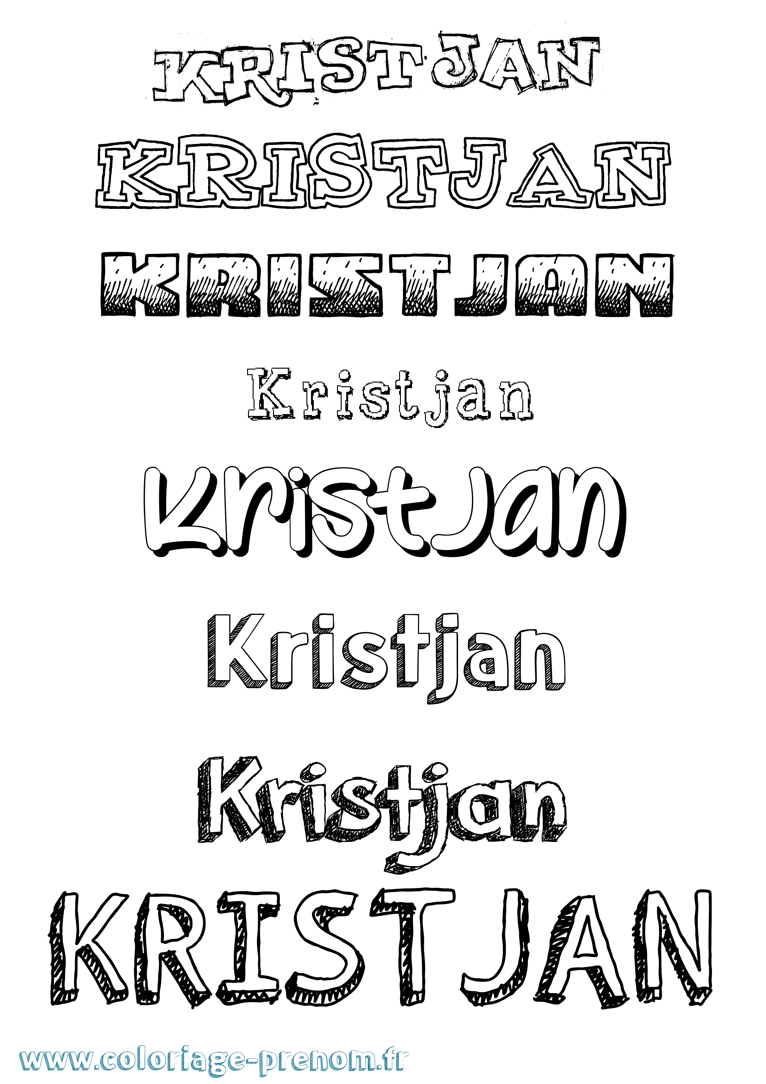 Coloriage Kristjan Dessiné Coloriage prénom Kristjan Dessiné