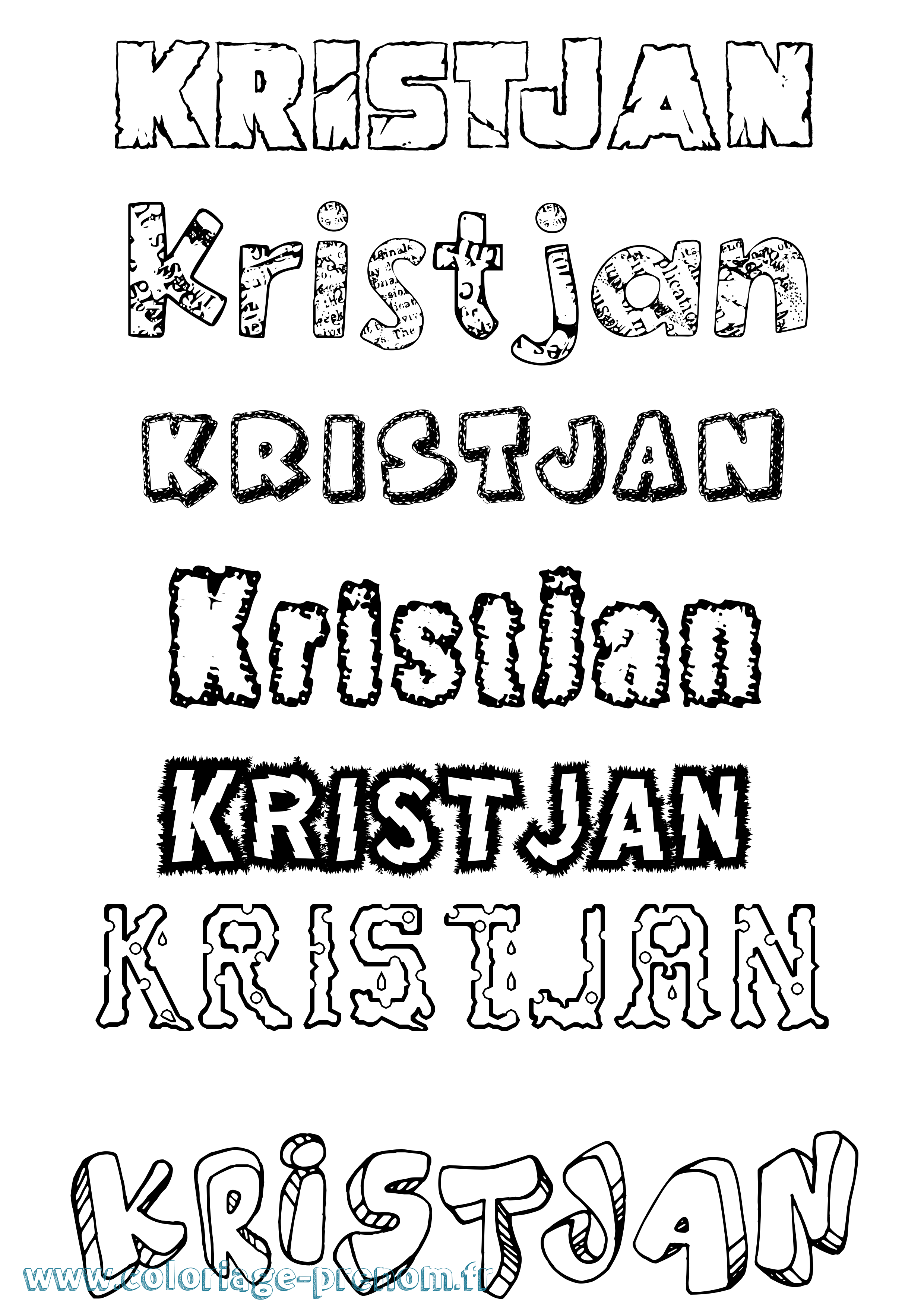 Coloriage Kristjan Destructuré Coloriage prénom Kristjan Destructuré