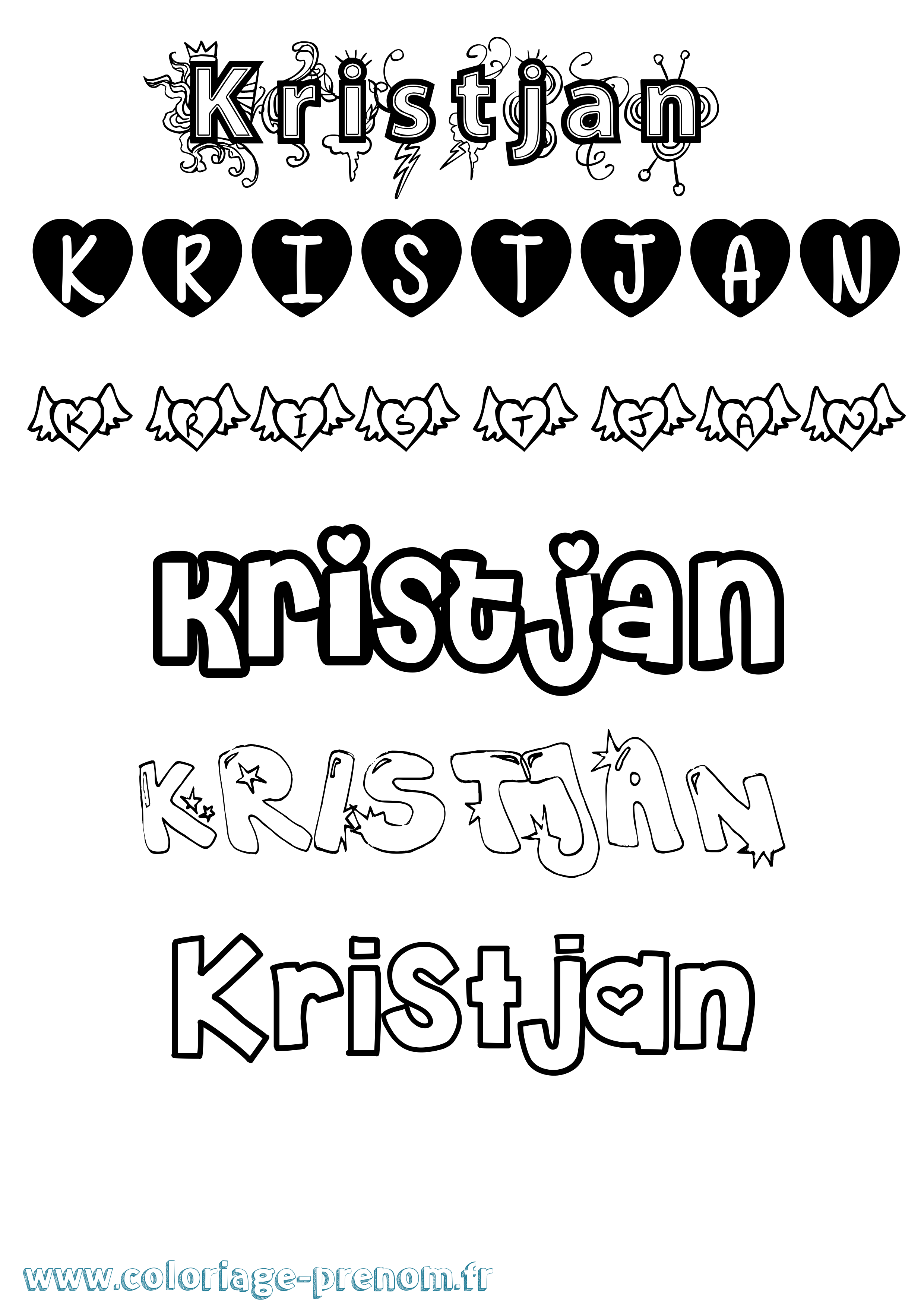 Coloriage Kristjan Girly Coloriage prénom Kristjan Girly