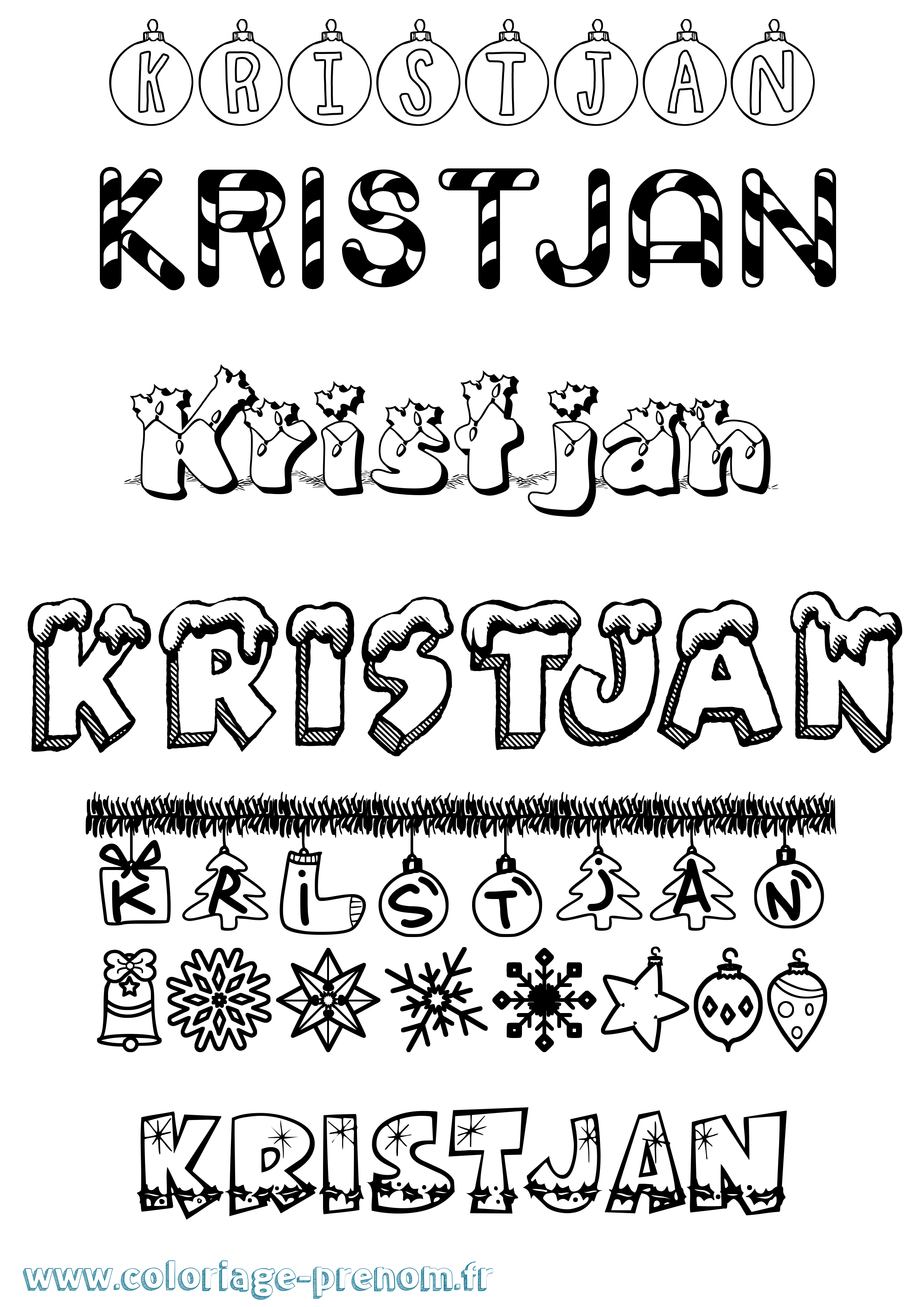 Coloriage Kristjan Noël Coloriage prénom Kristjan Noël