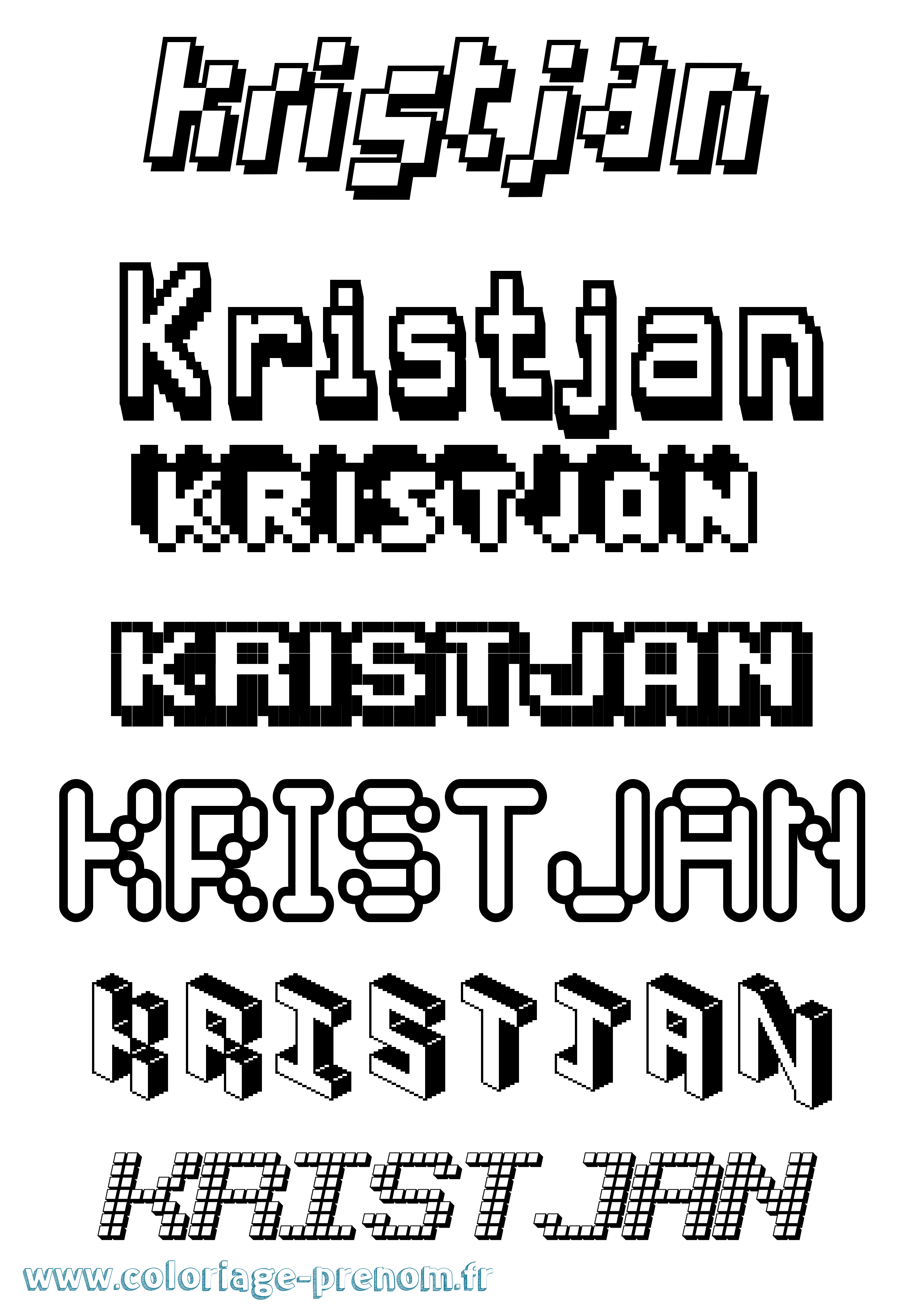 Coloriage Kristjan Pixel Coloriage prénom Kristjan Pixel