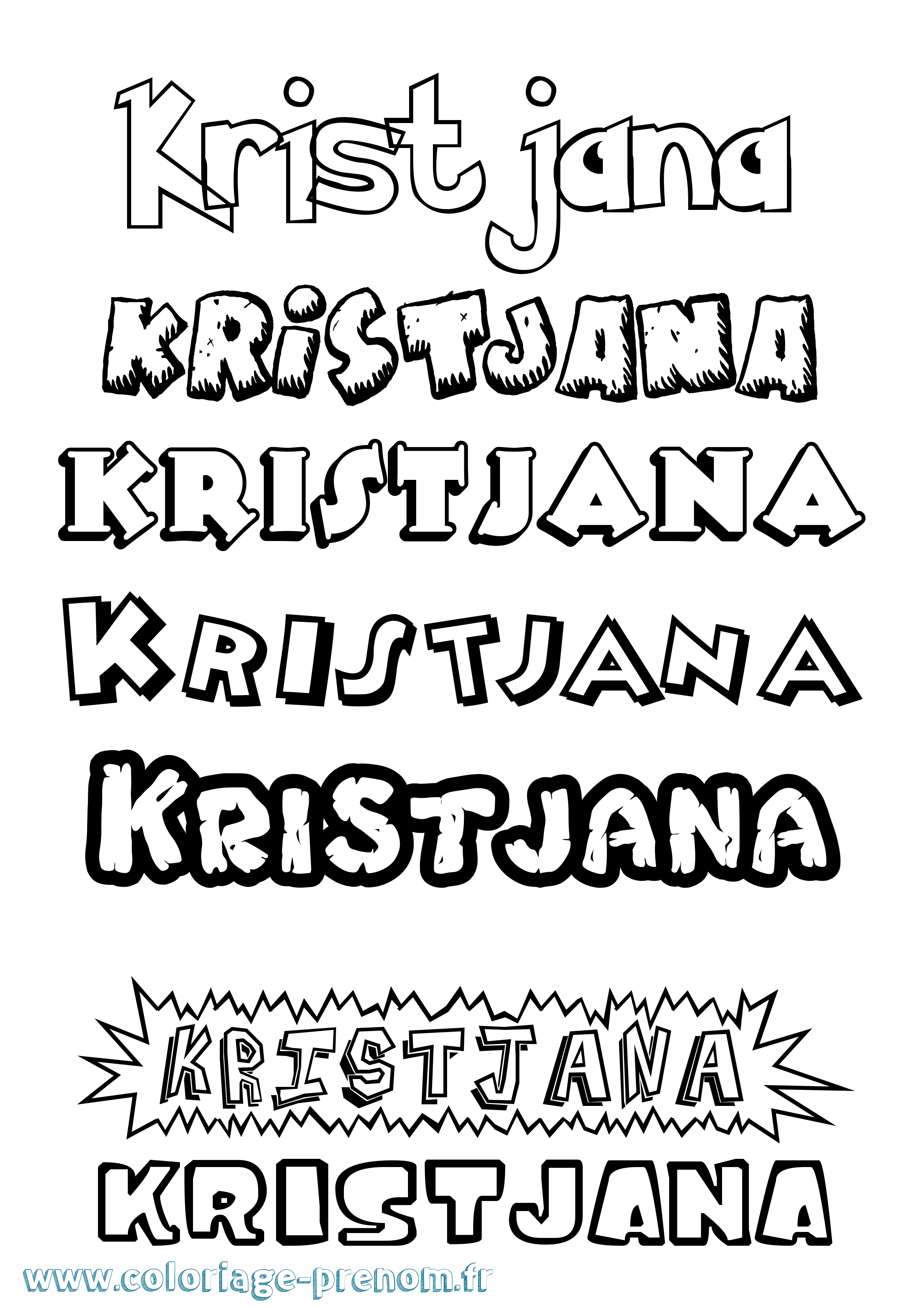 Coloriage Kristjana Dessin Animé Coloriage prénom Kristjana Dessin Animé
