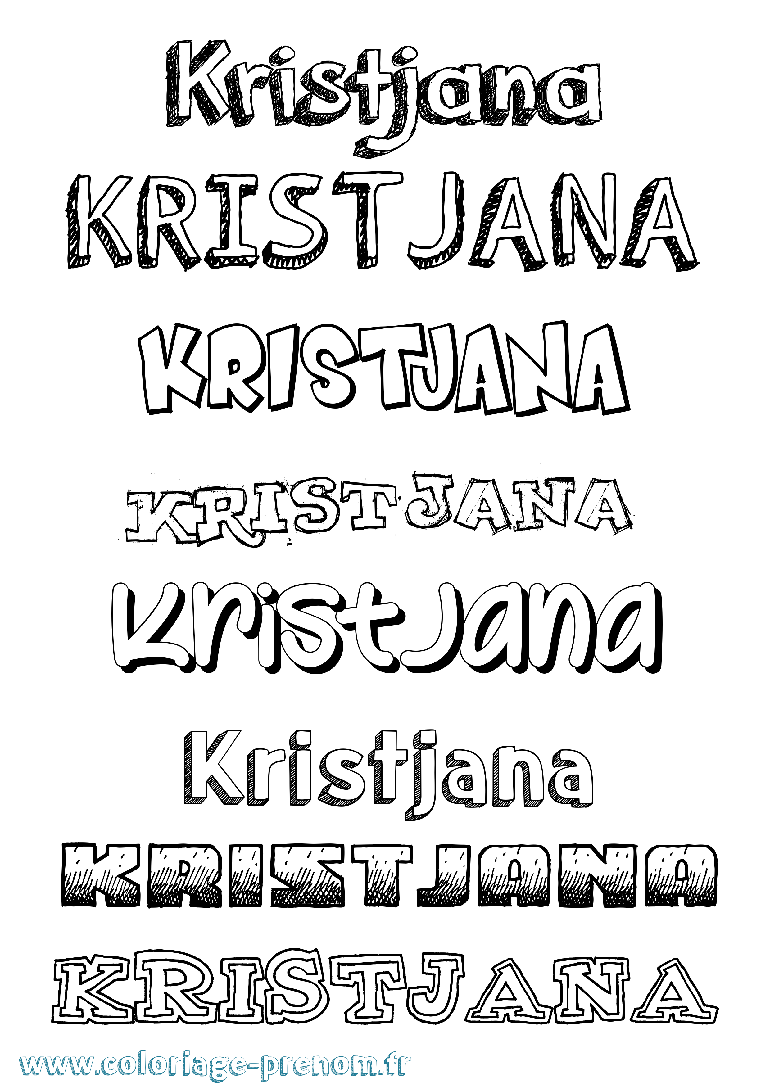 Coloriage Kristjana Dessiné Coloriage prénom Kristjana Dessiné