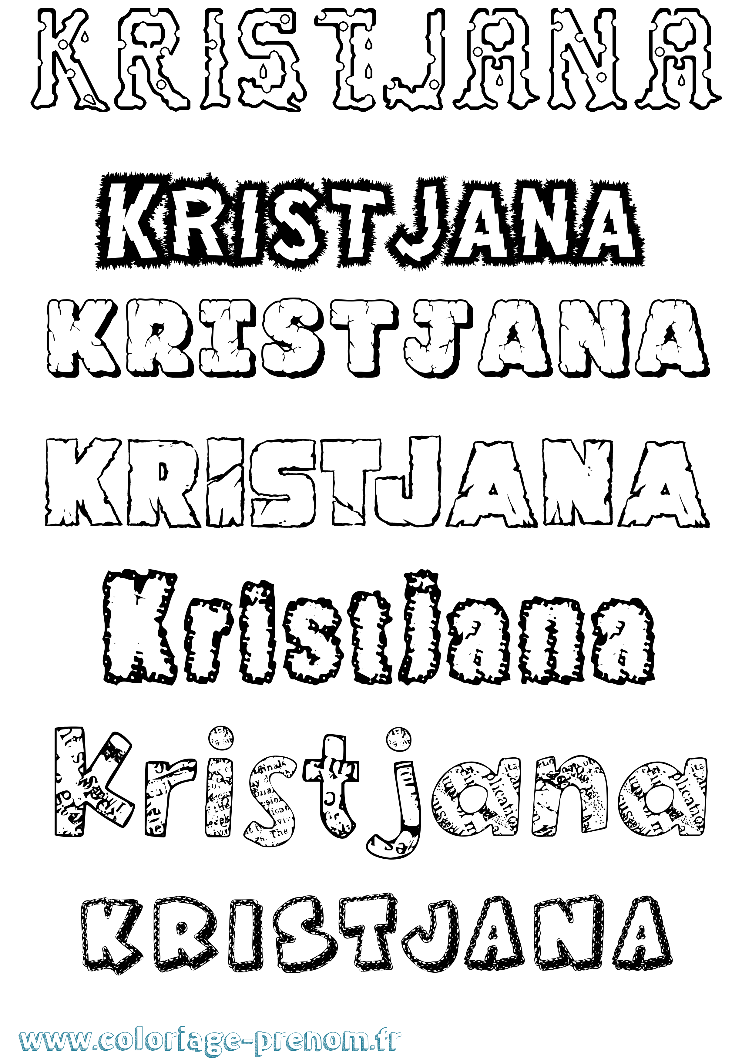 Coloriage Kristjana Destructuré Coloriage prénom Kristjana Destructuré