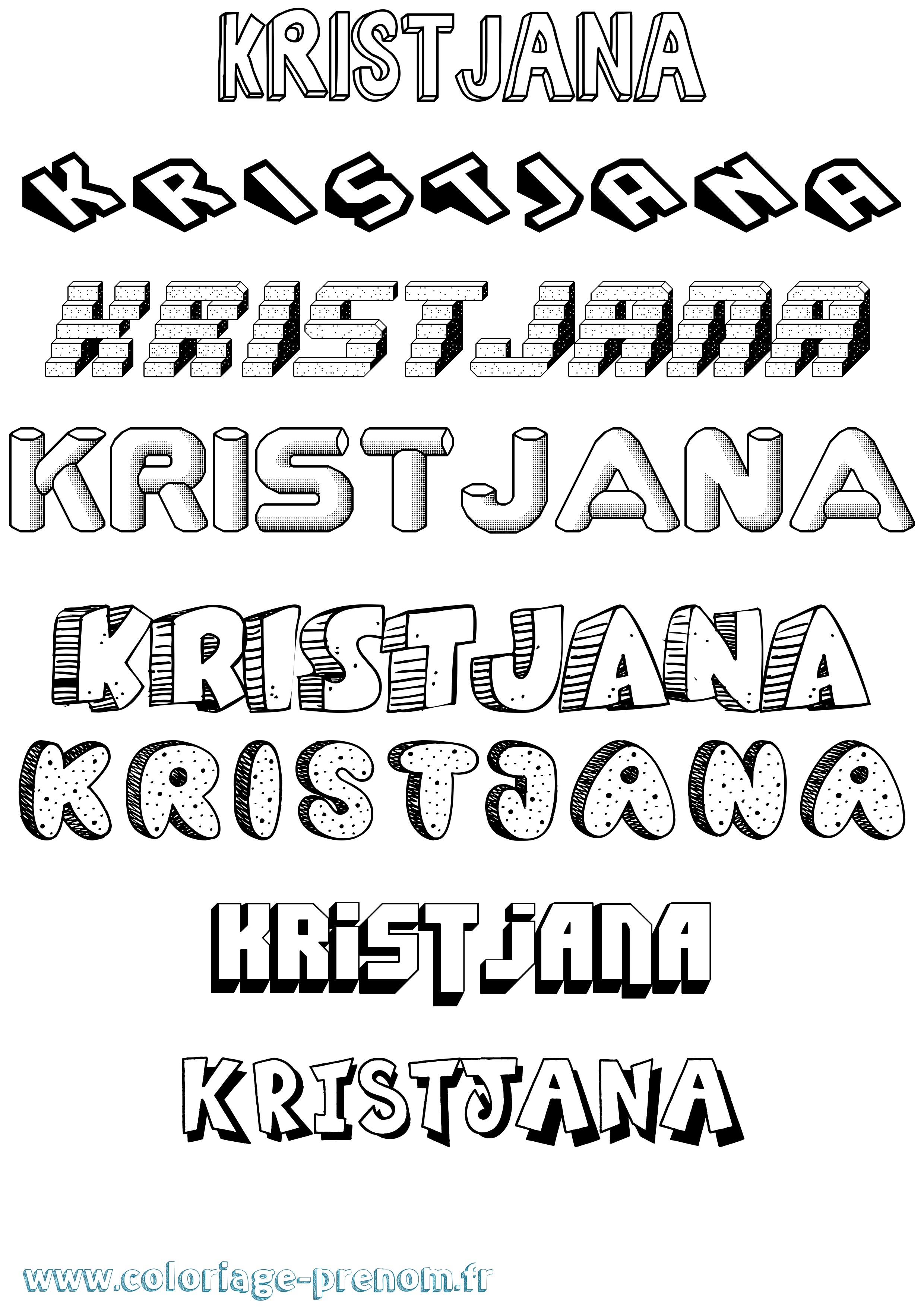 Coloriage Kristjana Effet 3D Coloriage prénom Kristjana Effet 3D