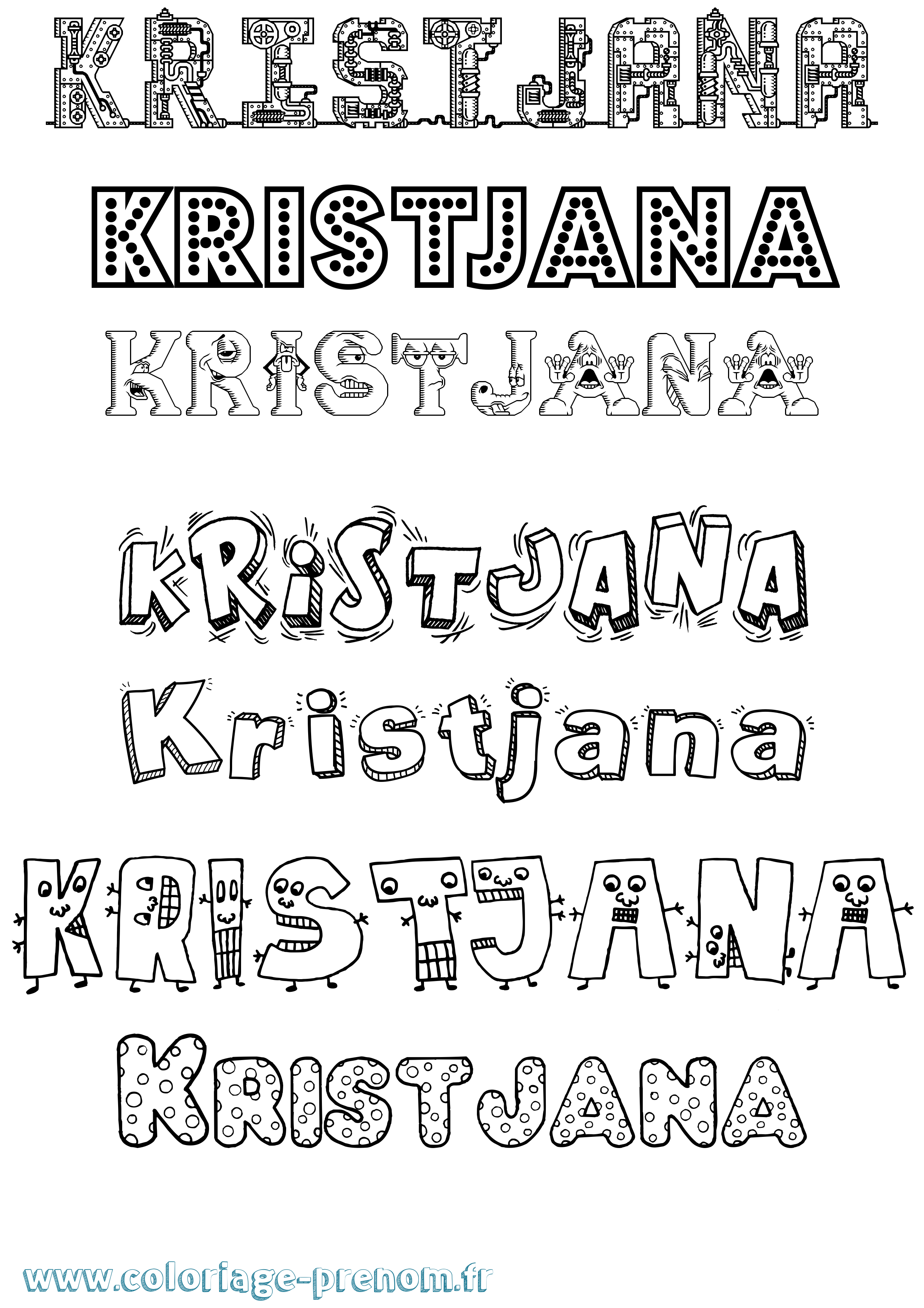 Coloriage Kristjana Fun Coloriage prénom Kristjana Fun
