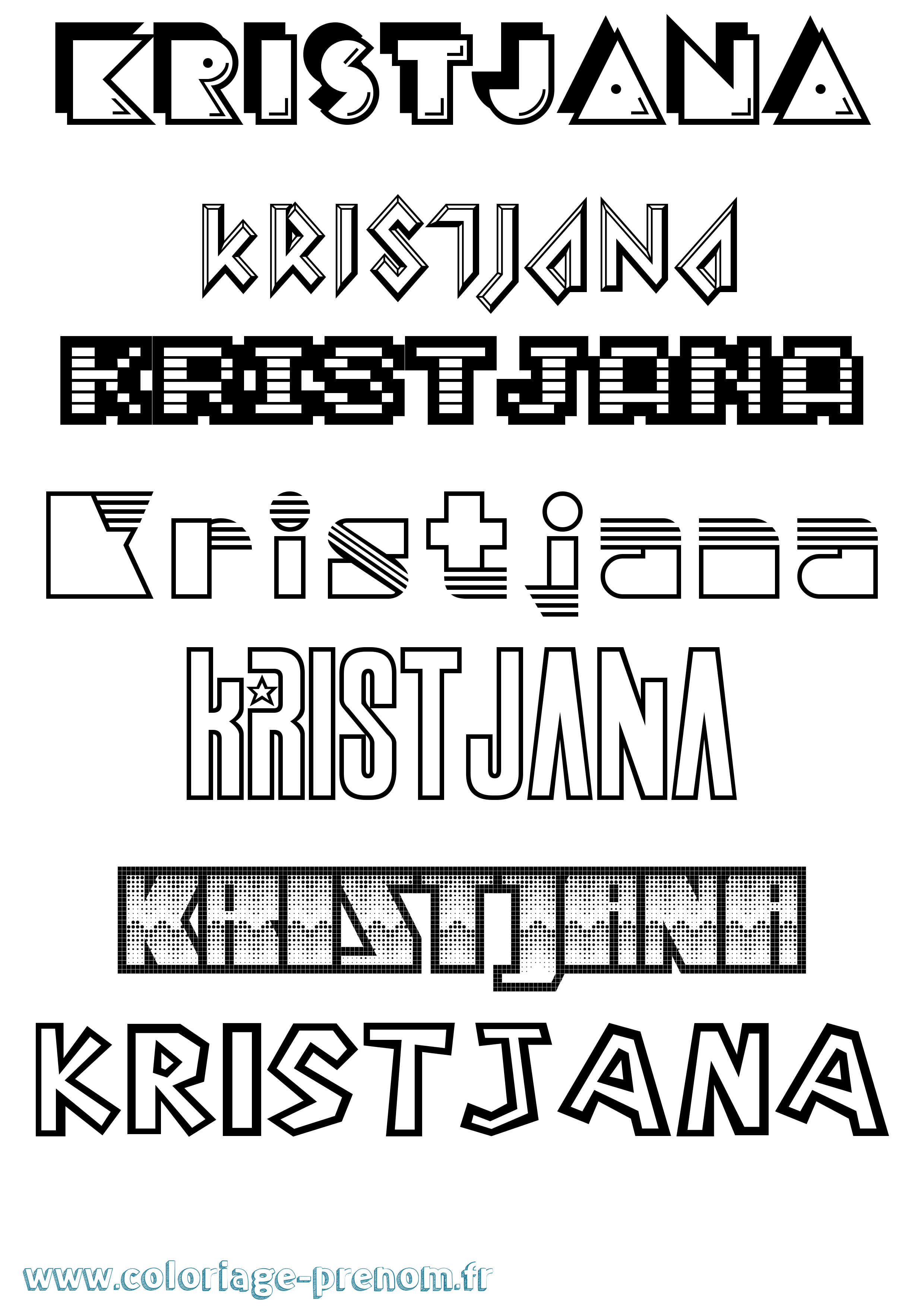 Coloriage Kristjana Jeux Vidéos Coloriage prénom Kristjana Jeux Vidéos