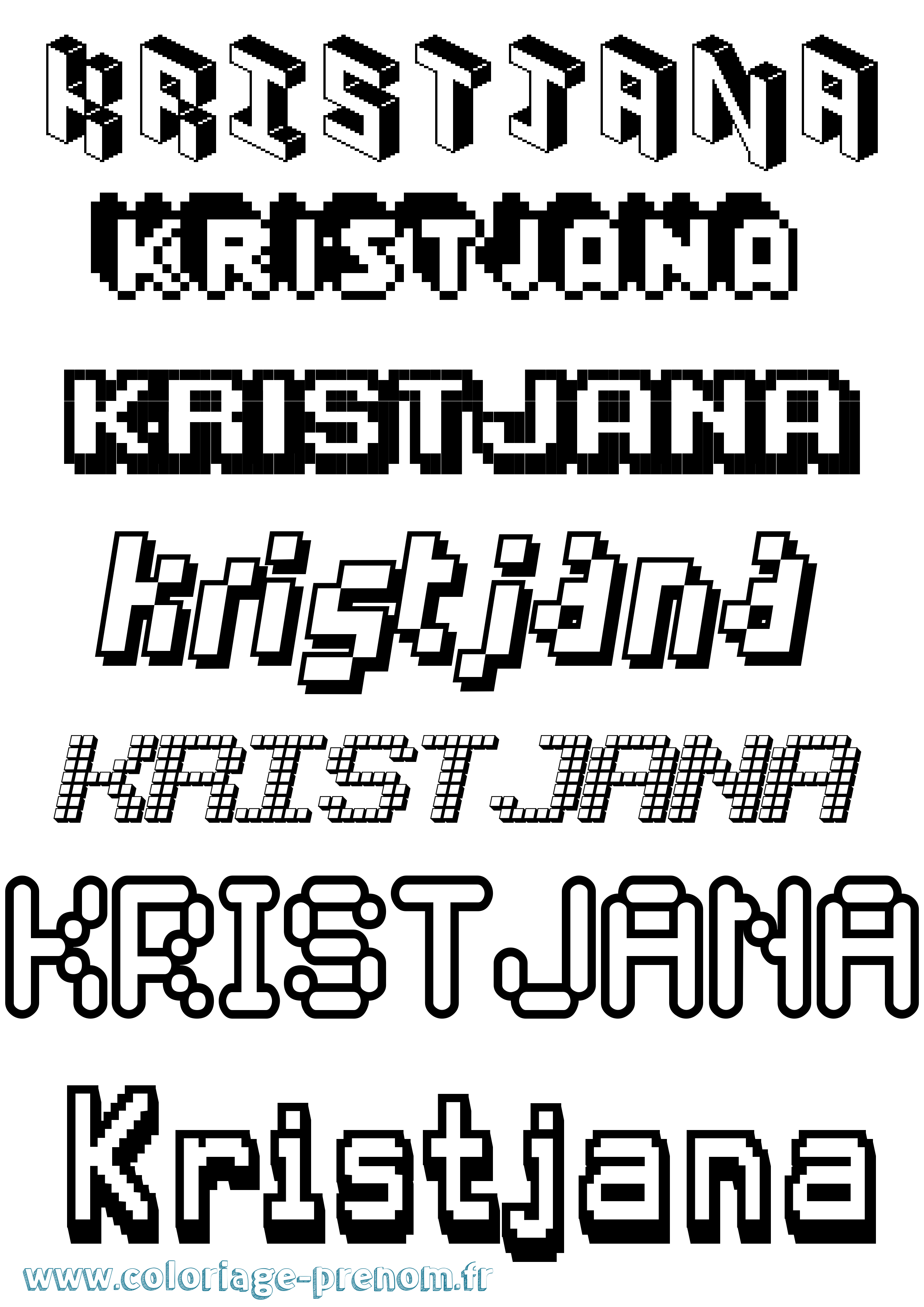 Coloriage Kristjana Pixel Coloriage prénom Kristjana Pixel