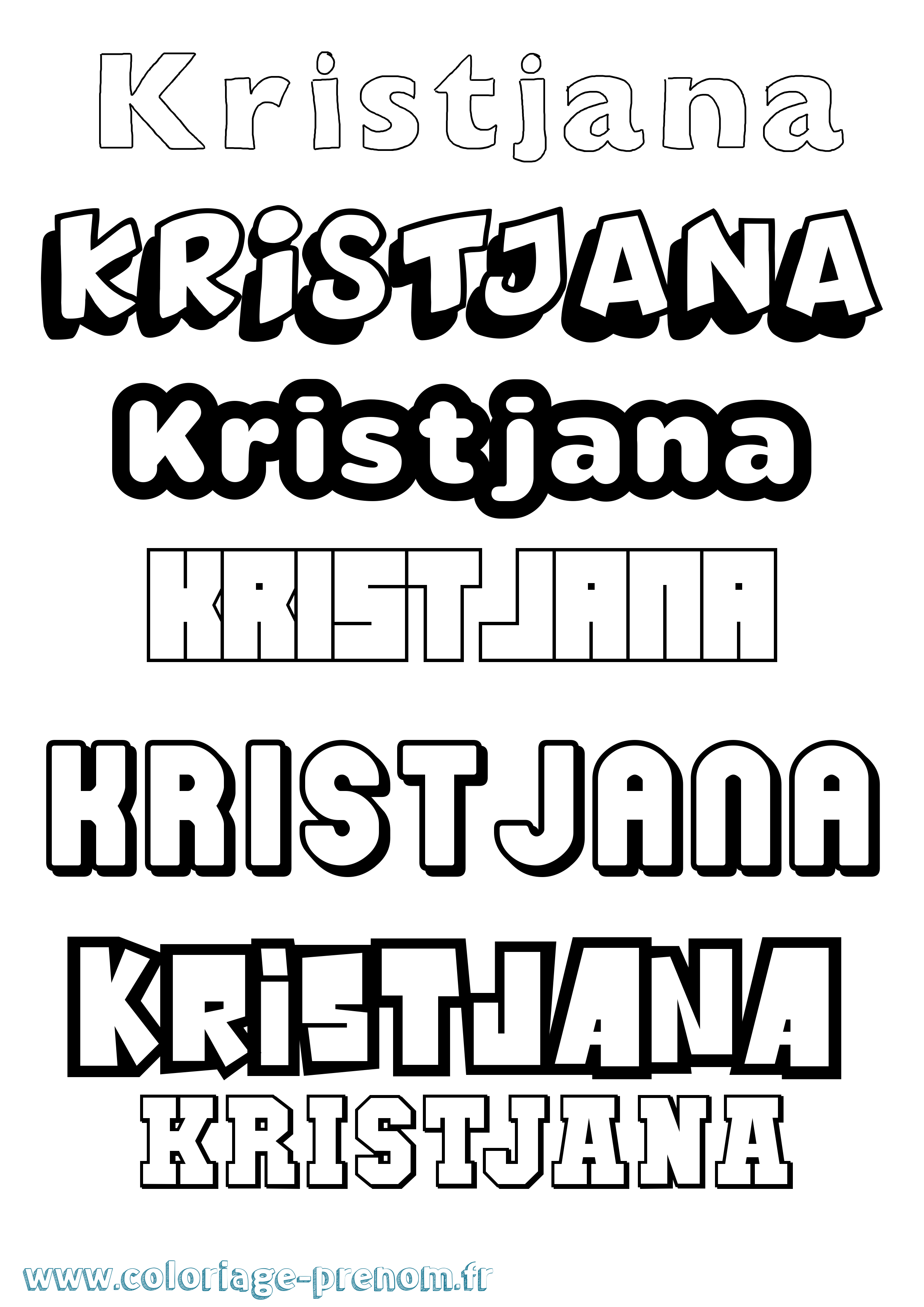Coloriage Kristjana Simple Coloriage prénom Kristjana Simple