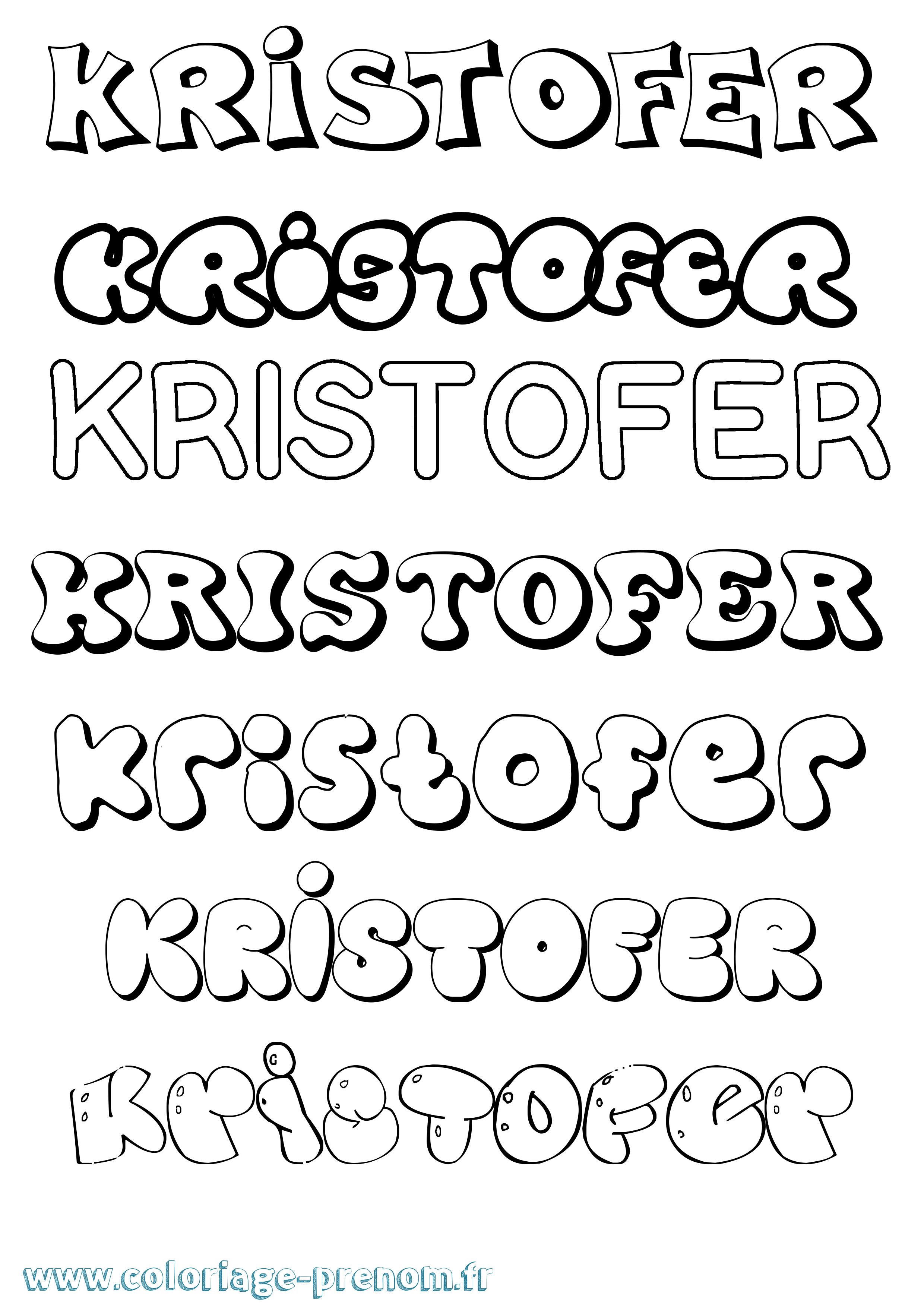 Coloriage Kristofer Bubble Coloriage prénom Kristofer Bubble