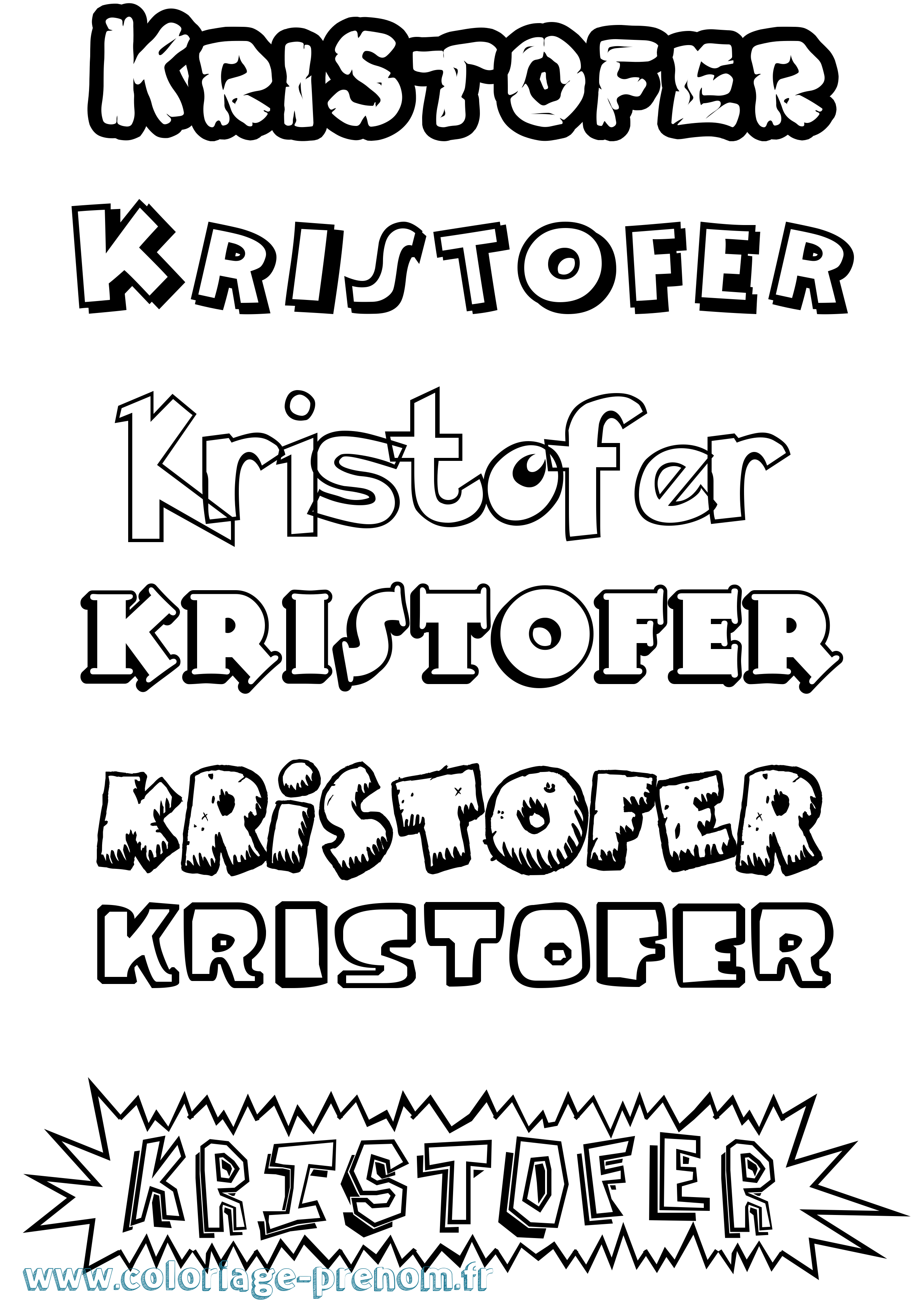 Coloriage Kristofer Dessin Animé Coloriage prénom Kristofer Dessin Animé