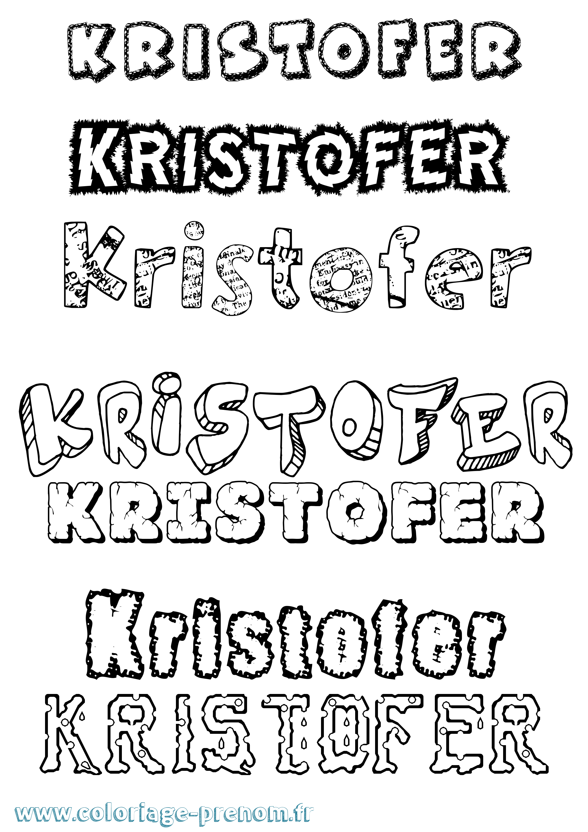 Coloriage Kristofer Destructuré Coloriage prénom Kristofer Destructuré